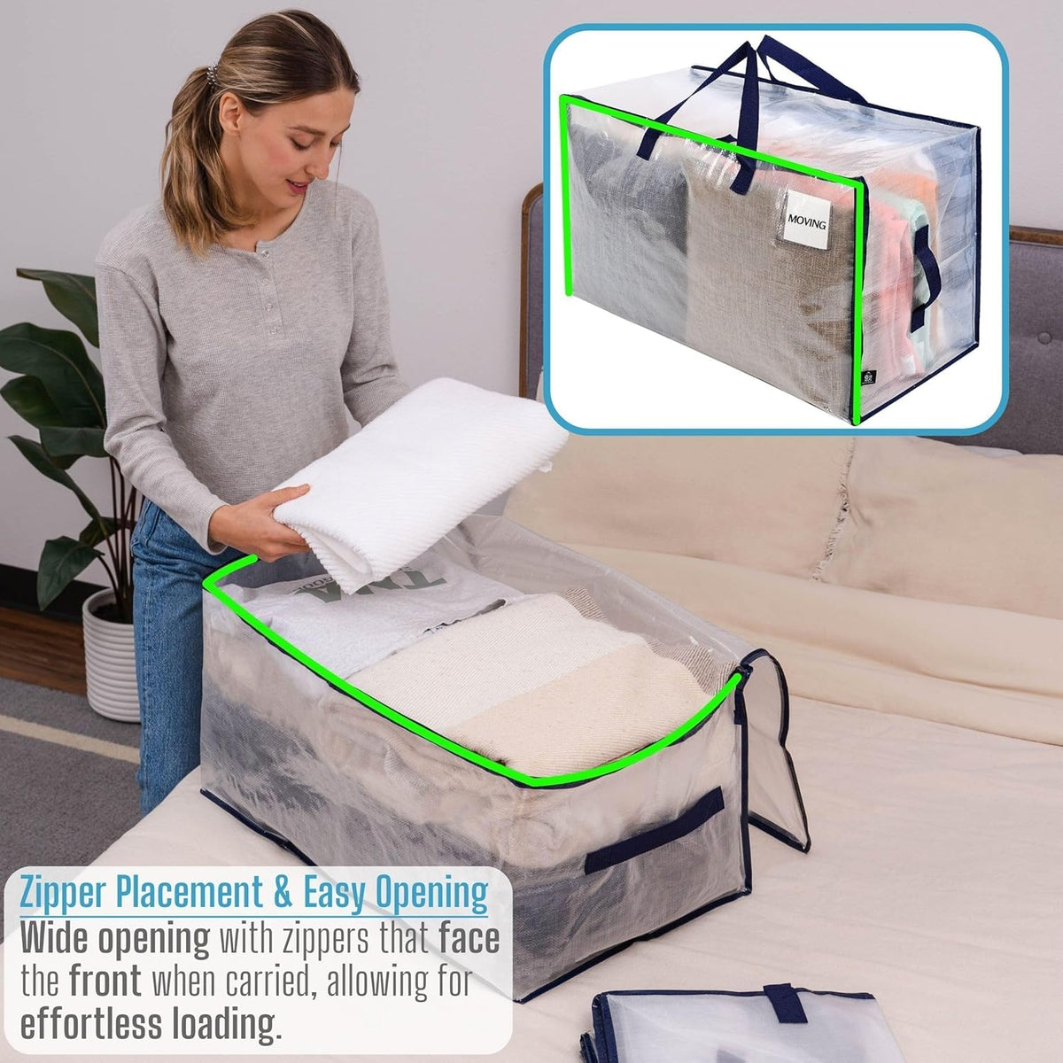 VENO 8 Pack Moving and Storage Bags, Heavy Duty, Alternative to Moving Boxes, Large Packing Totes