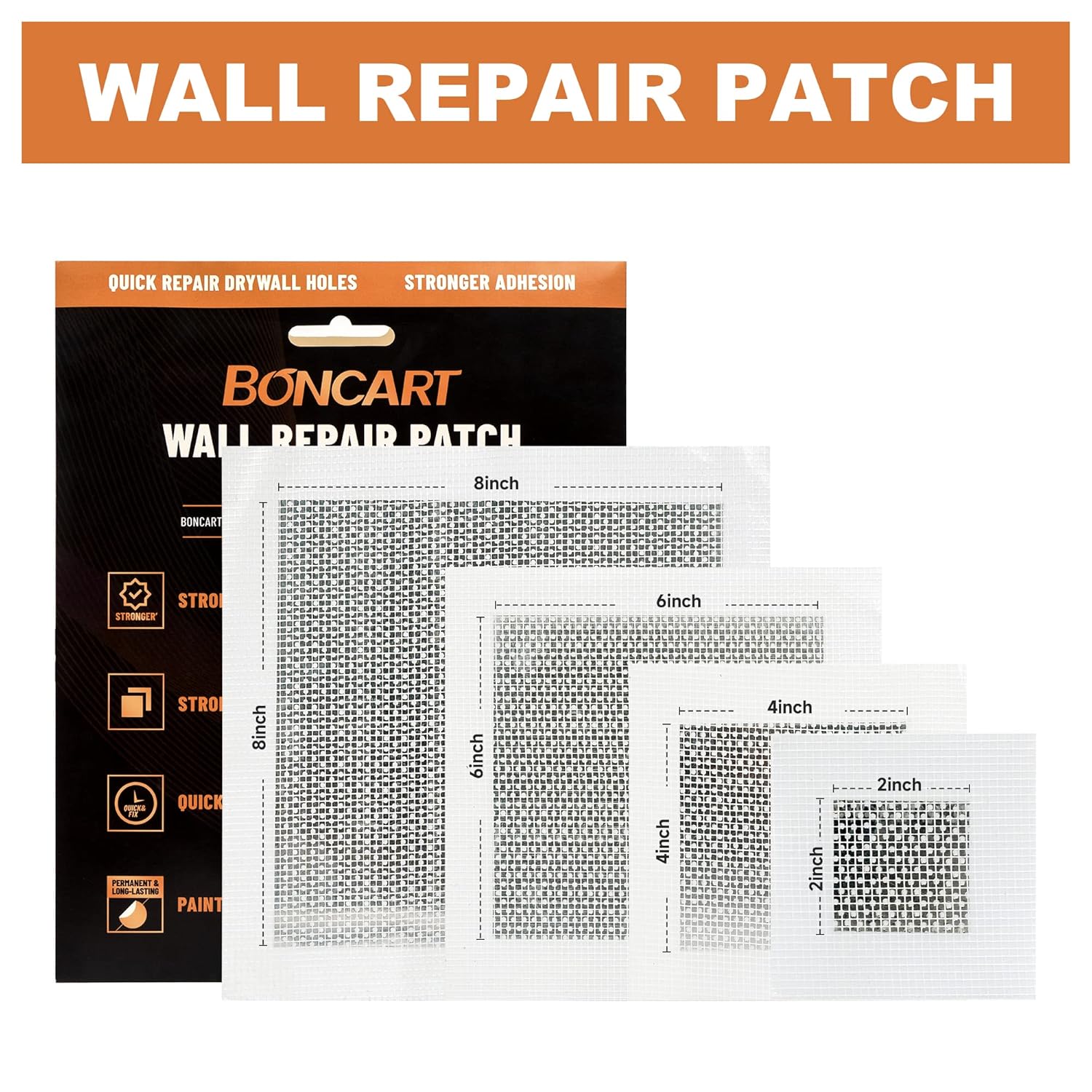 Drywall Repair Kit,Drywall Patch Repair Kit,2/4/6/8inch Self Adhesive Repair Patch,Quick Repair