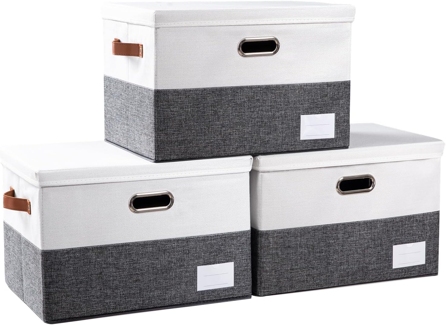PRANDOM Foldable Storage Bins with Lids [3-Pack] Fabric Collapsible Storage Boxes Baskets Cubes