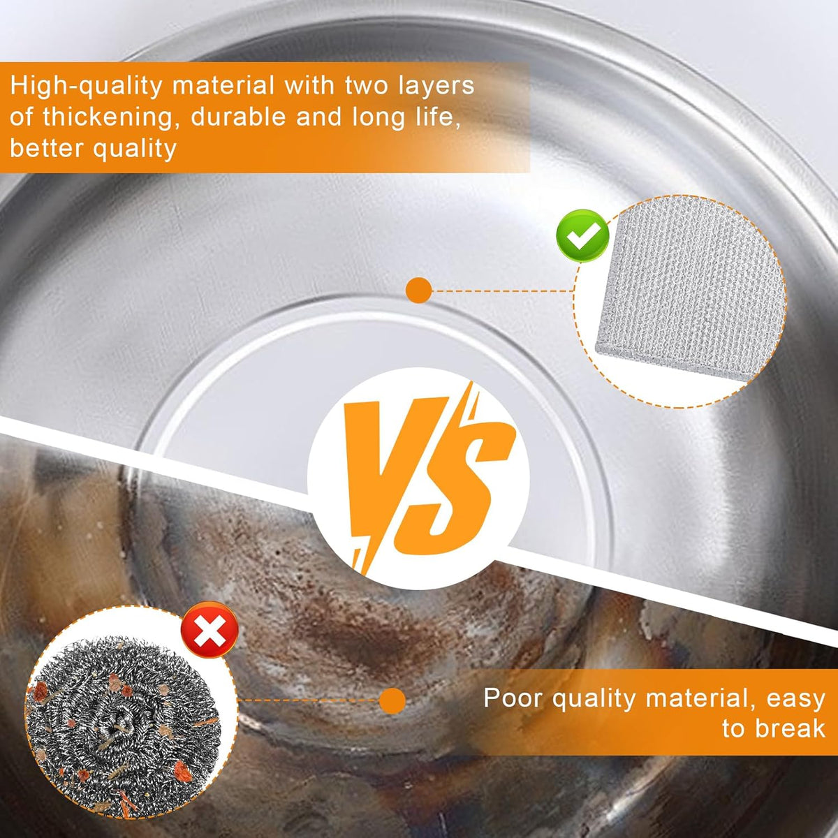 20 Pcs New Upgrade 3-Layer Metal Dish Cloth, No Scratches Wire Cleaning Cloth , Reusable