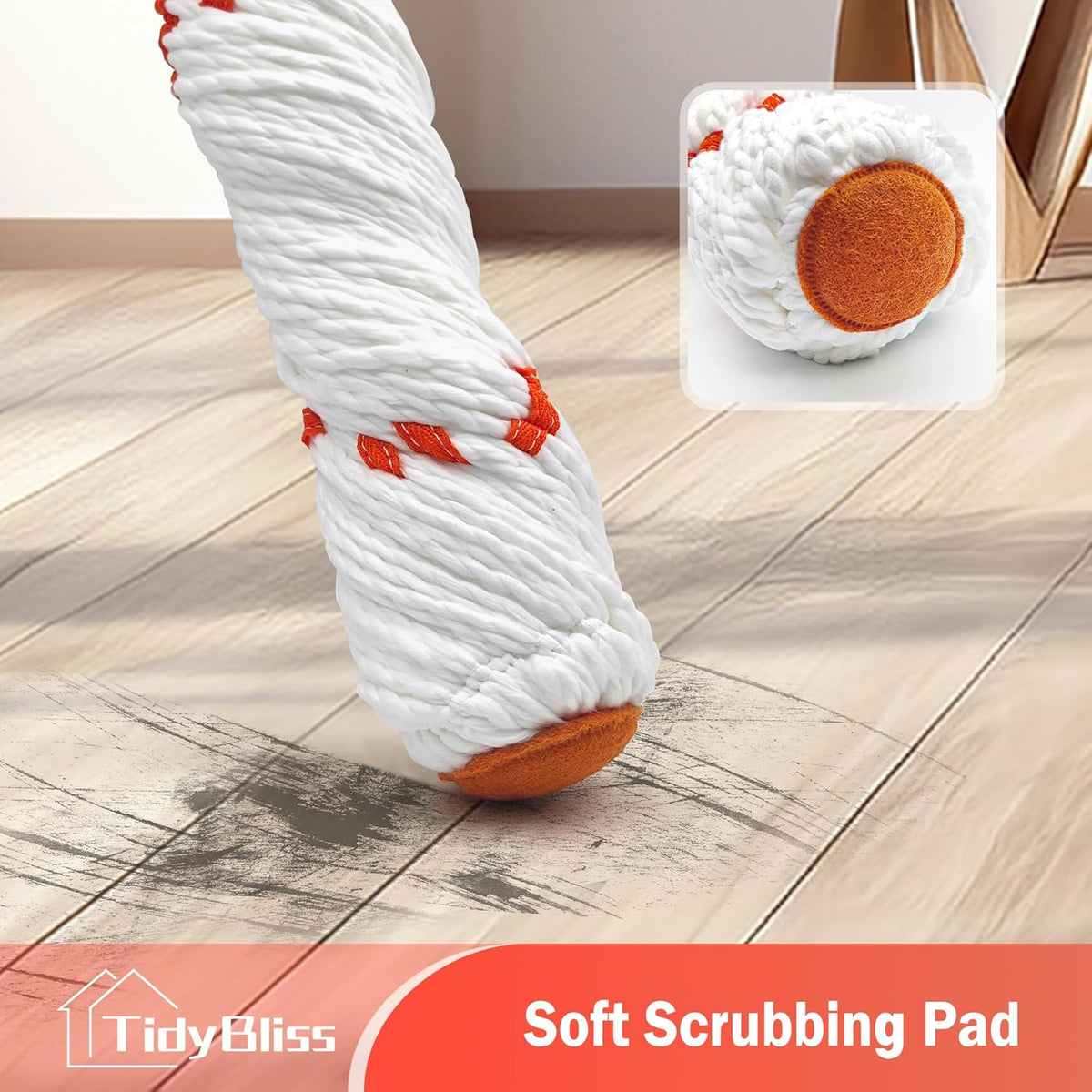 Self Wringing Twist Mop for Floor Cleaning, 57.5 inches Long Handle Cotton String Mop with Wringer