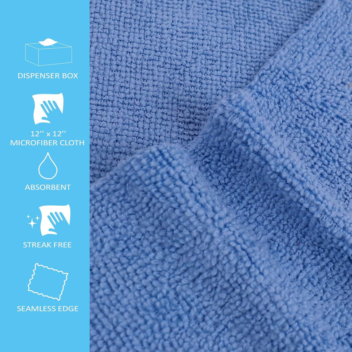 Tricol Clean Profesional Resuable Lint Free Microfiber Edgeless Cleaning Cloth 50PK Cleaning