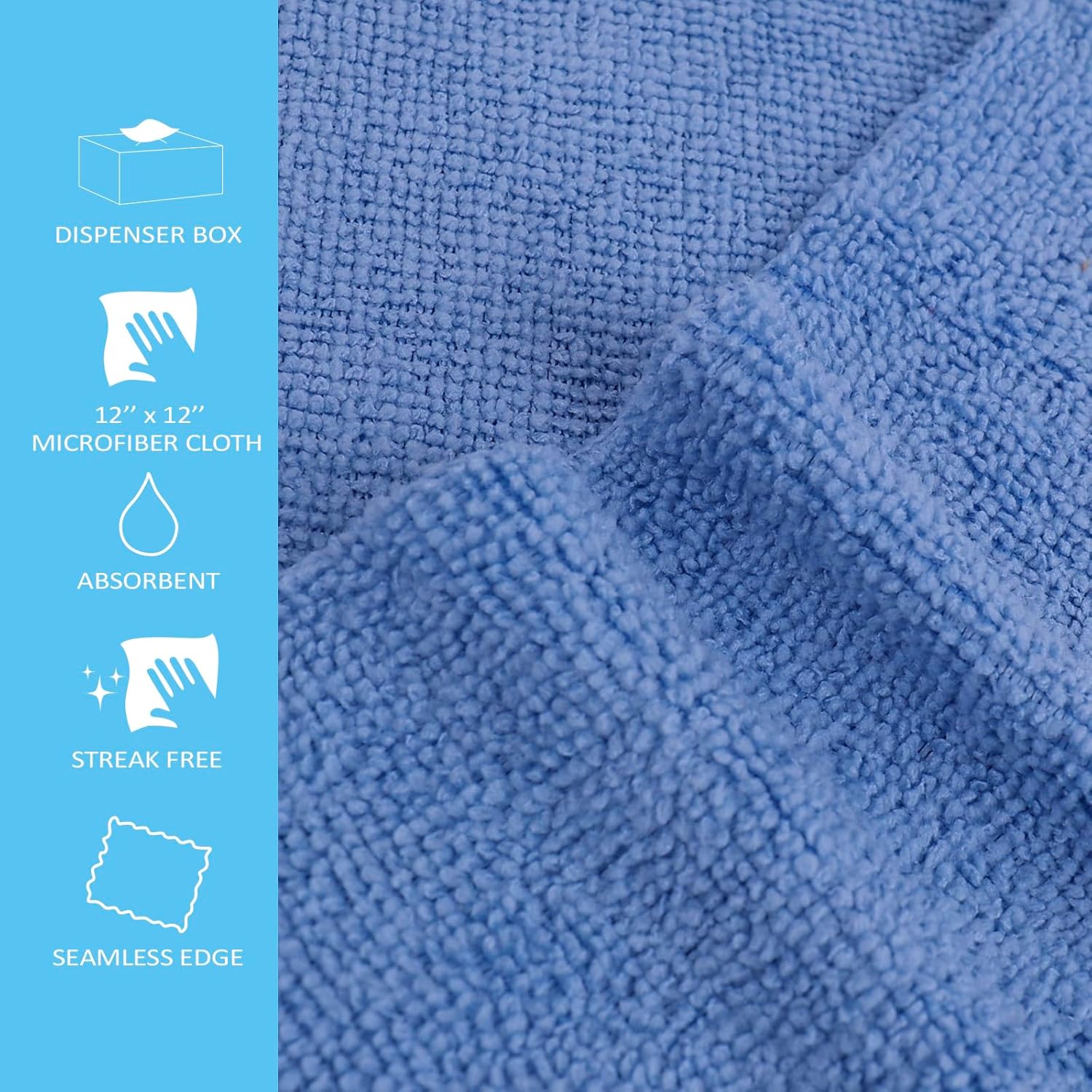 Tricol Clean Profesional Resuable Lint Free Microfiber Edgeless Cleaning Cloth 50PK Cleaning