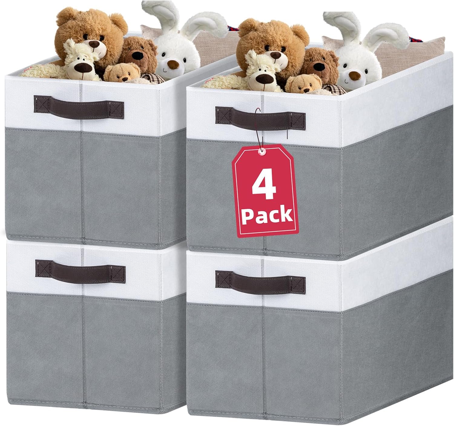 Criusia Extra Large Storage Bins 4 Pack - 16x12in Closet Organizers and Storage Baskets for