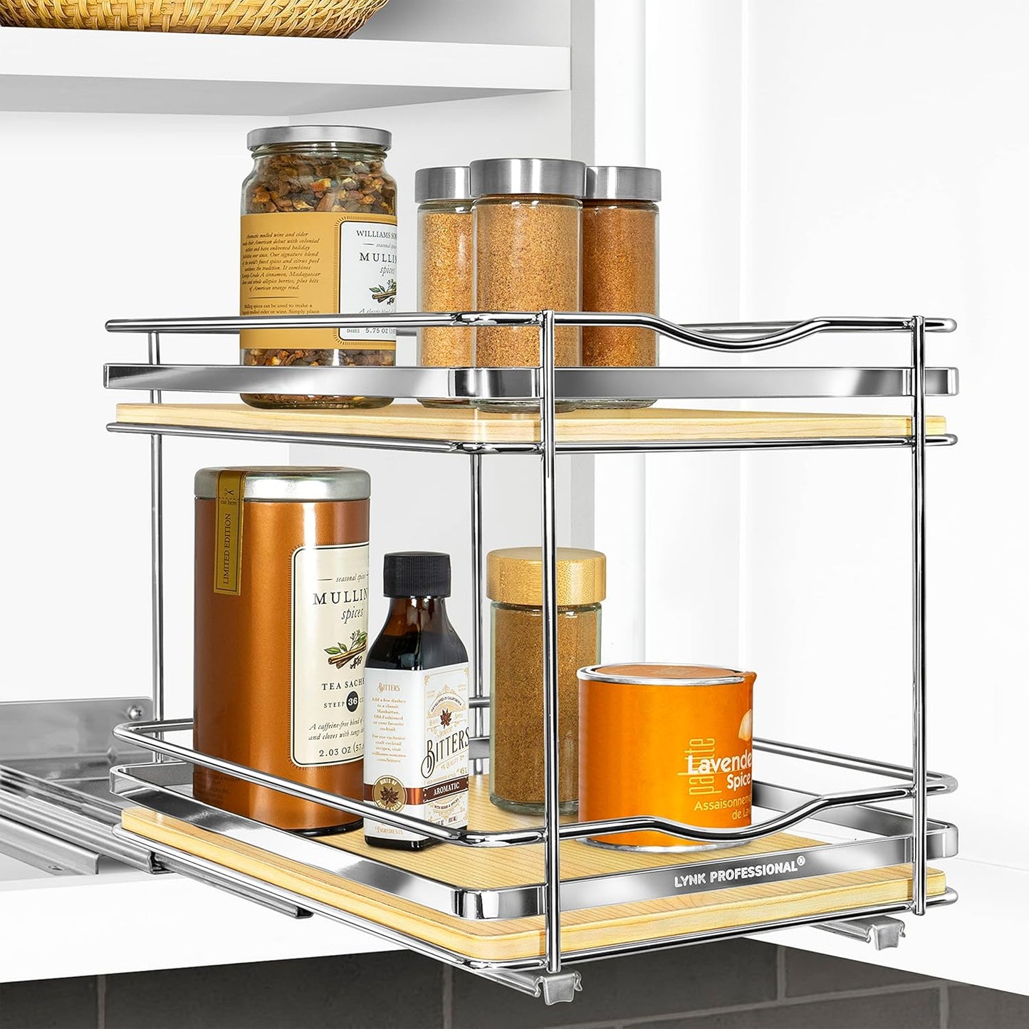 LYNK PROFESSIONAL® Élite™ Pull Out Spice Rack Organizer for Inside Kitchen Cabinets - 8-1/4 inch