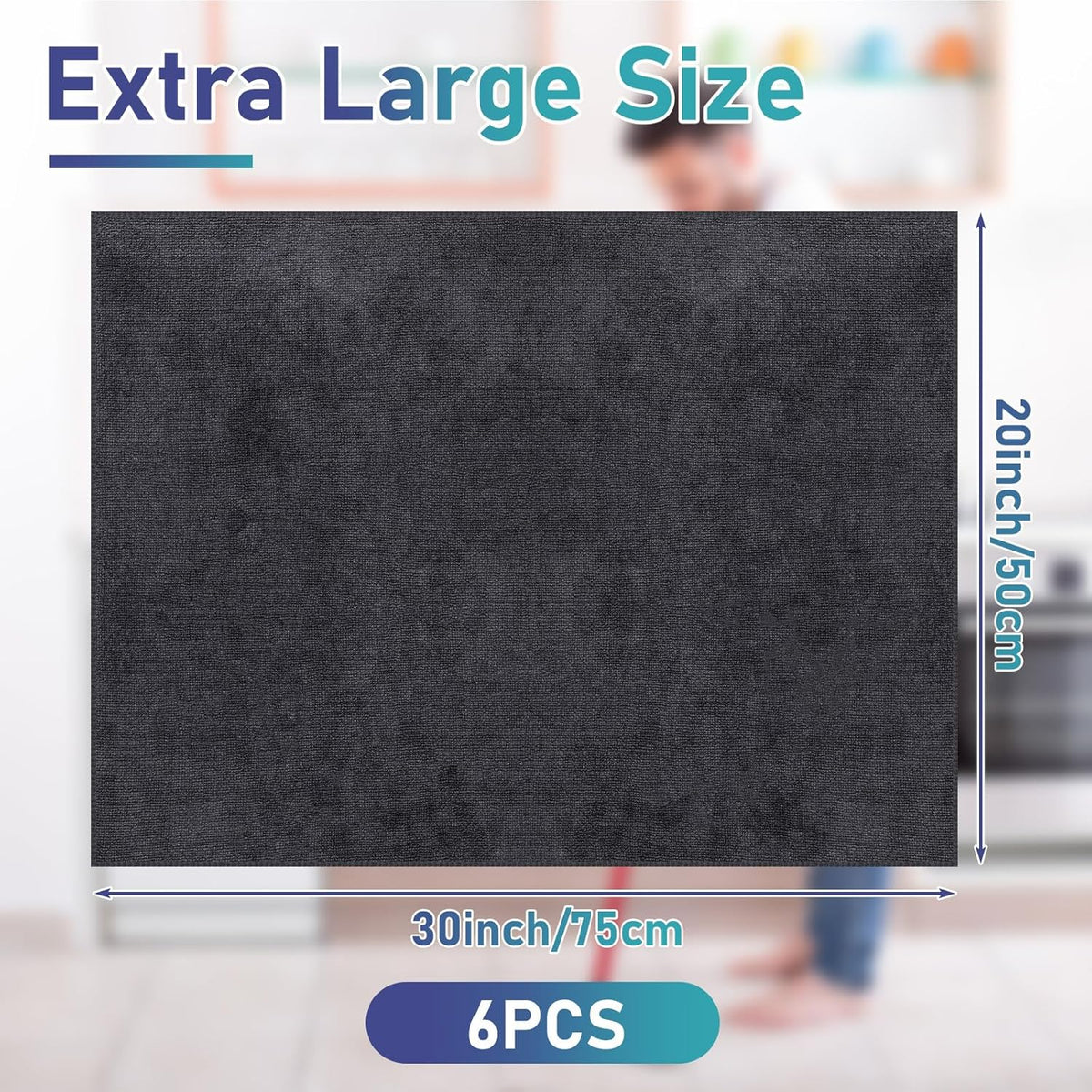 Newwiee 6 Pcs Extra Large Microfiber Cleaning Cloth 30" x 20" Washable Reusable Microfiber Towel