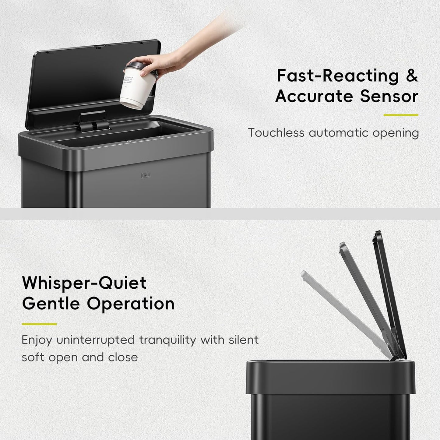 EKO Mirage X 80 Liter / 21.1 Gallons Motion Sensor Trash Can, Automatic Large Kitchen Trash Can
