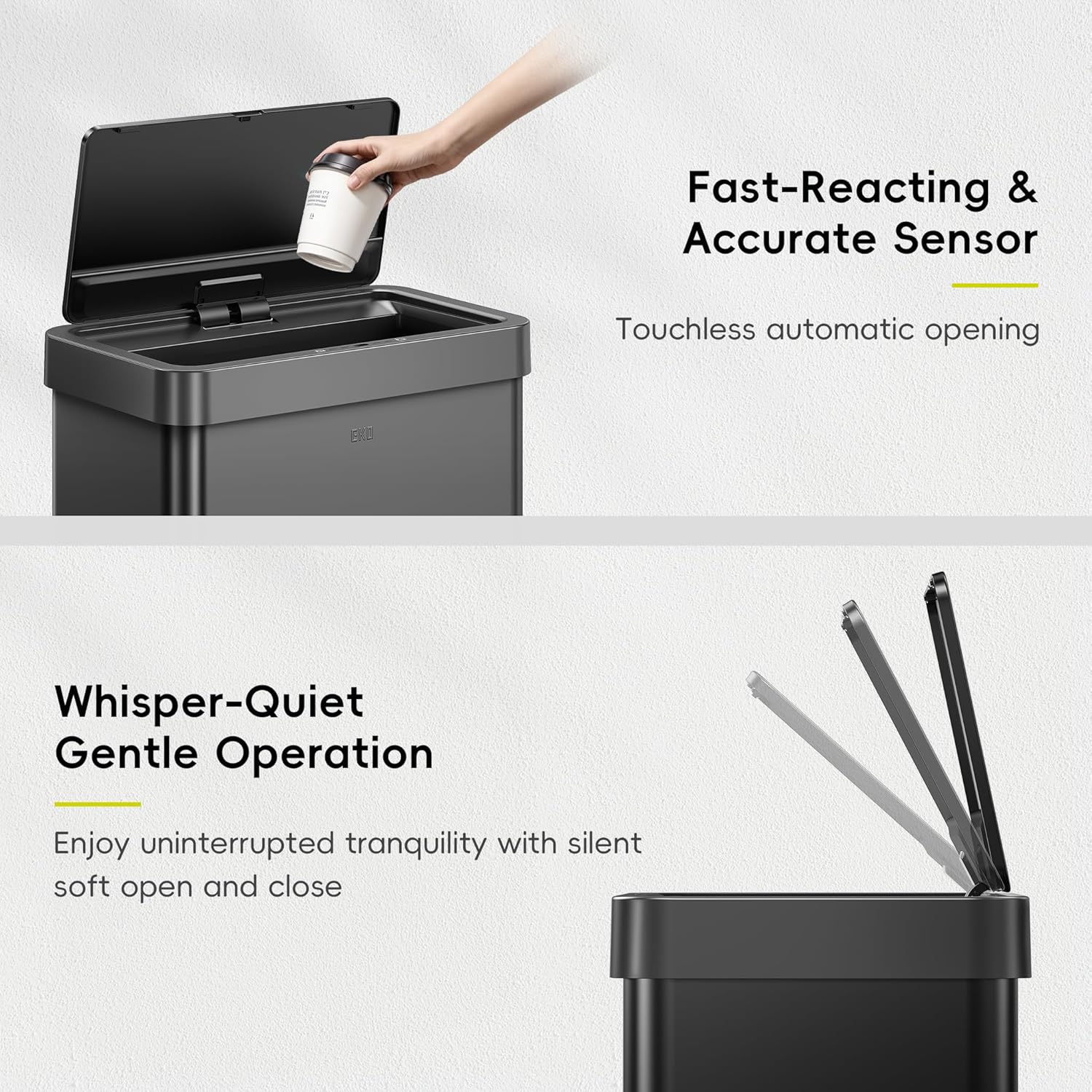 EKO Mirage X 80 Liter / 21.1 Gallons Motion Sensor Trash Can, Automatic Large Kitchen Trash Can