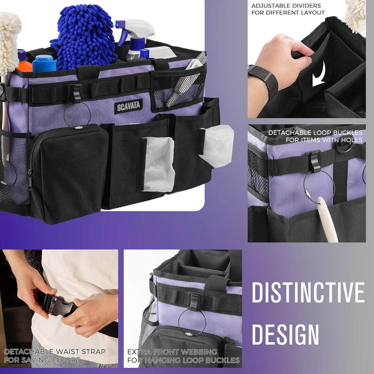 Wearable Cleaning Caddy Bag, Cleaning Caddy Supplies Organizer with Handle & Shoulder Straps for