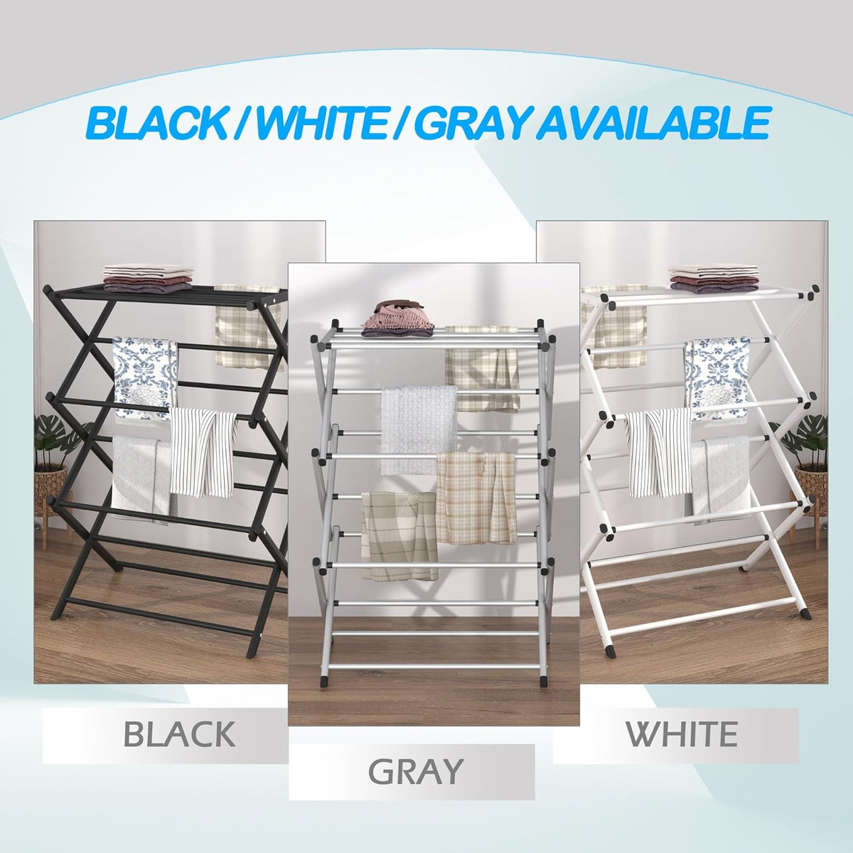 Household Indoor Folding Clothes Drying Rack, Dry Laundry and Hang Clothes,Towel Rack for Storage