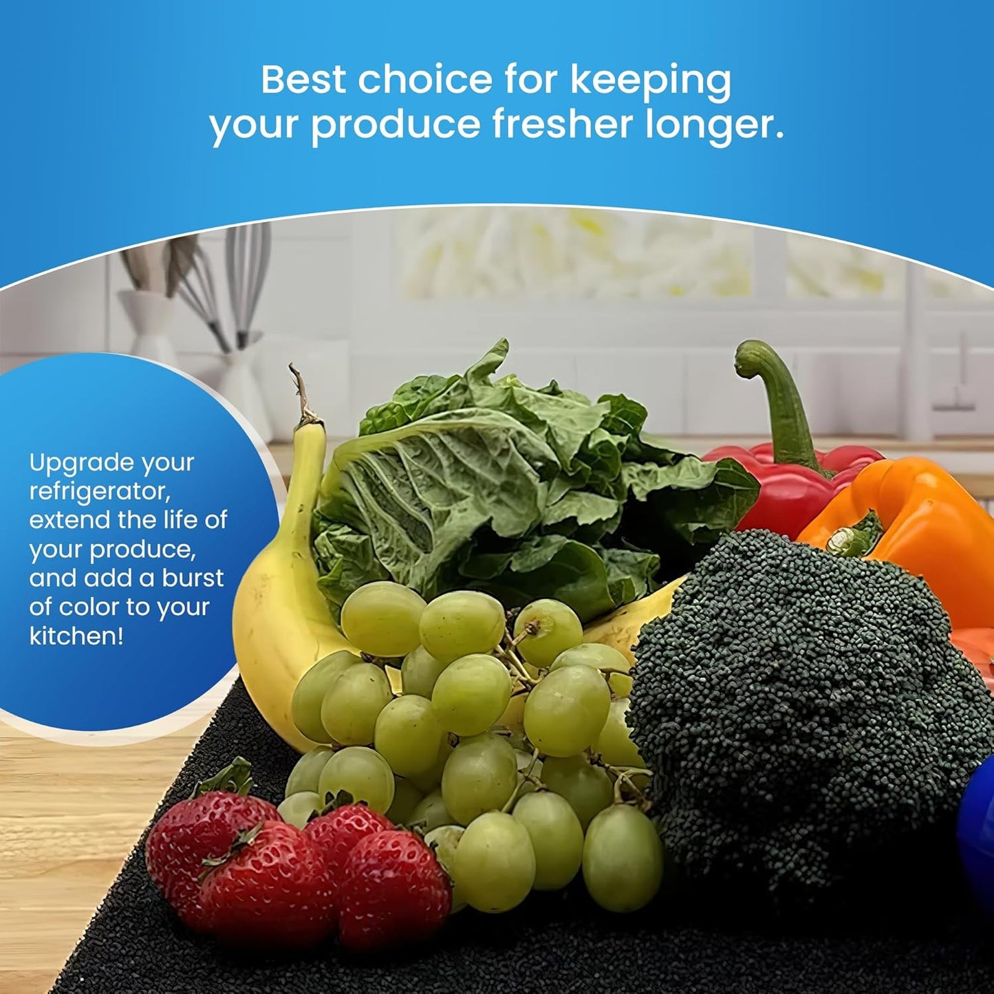 Bluapple FreshMats, Refrigerator Bin Liner, Fridge Drawer Mats, Crisper Life Extender Liner Keeps