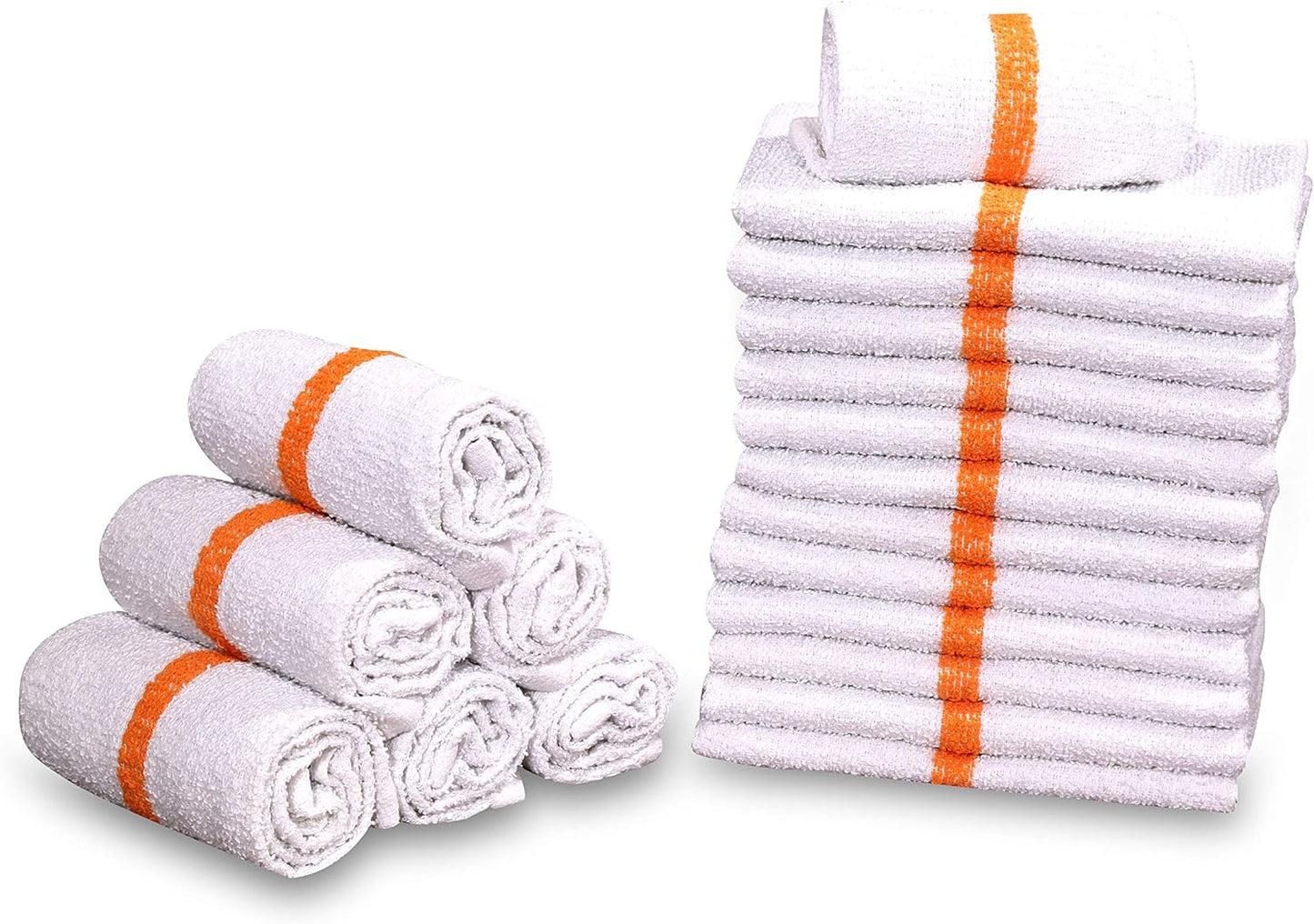 120 PC New Cotton Blend White Restaurant Bar Mops Kitchen Towels (10 Dozen ) (120, Gold Stripe), 32