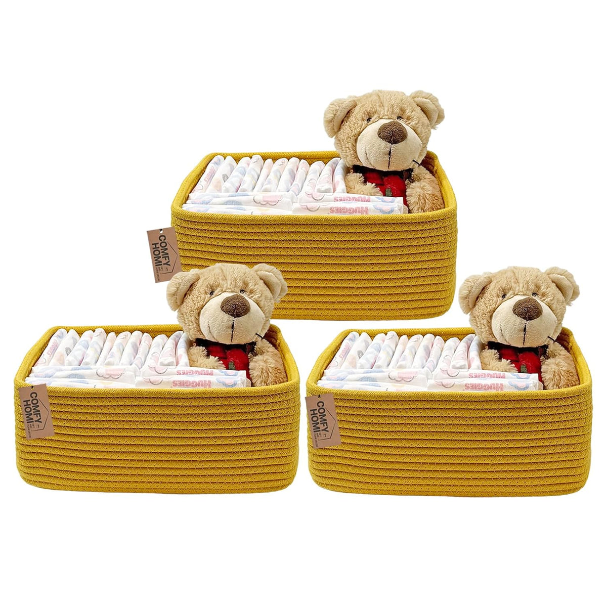 COMFY-HOMI 11.5"x7.5"x4.7" Storage Baskets for Organizing | Cotton Rope Woven Basket | Toy Storage