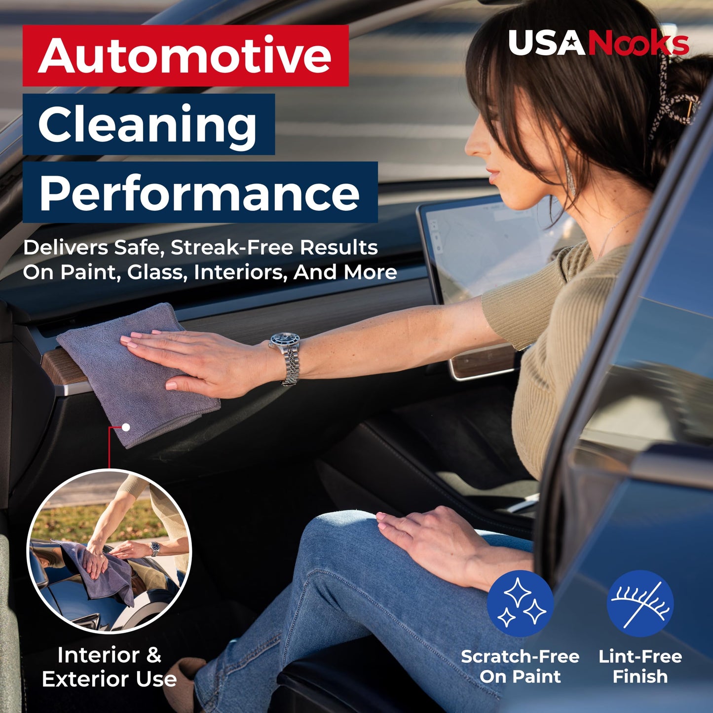 USANOOKS Microfiber Cleaning Cloth Grey - 12 Pcs (12.5"x12.5") - High Performance - 1200 Washes