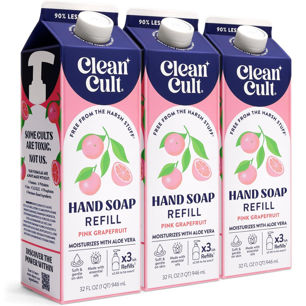 Cleancult Liquid Hand Soap Refill - Pink Grapefruit- Moisturizes Dry & Sensitive Skin - Made with