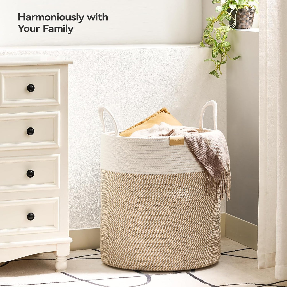 80L Laundry Hamper Basket,Baby Nursery Woven Storage Basket for Toys