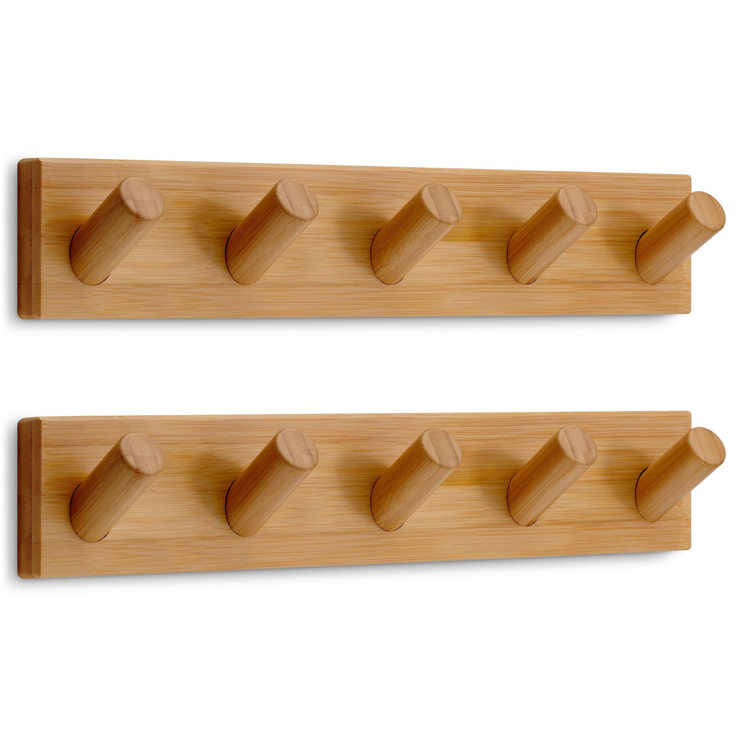 LARHN Wall Mounted Coat Rack with 5 Heavy-Duty 1" Diameter Hooks (2-Pack)