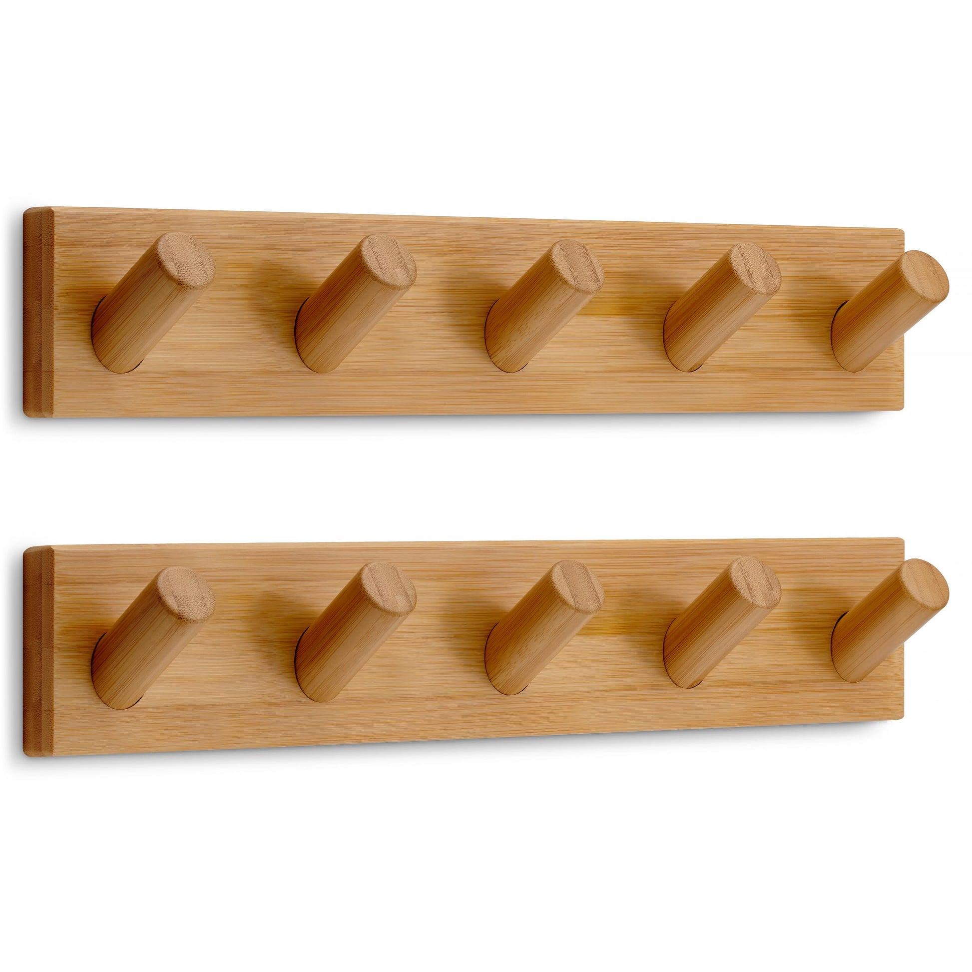 LARHN Wall Mounted Coat Rack with 5 Heavy-Duty 1" Diameter Hooks (2-Pack)