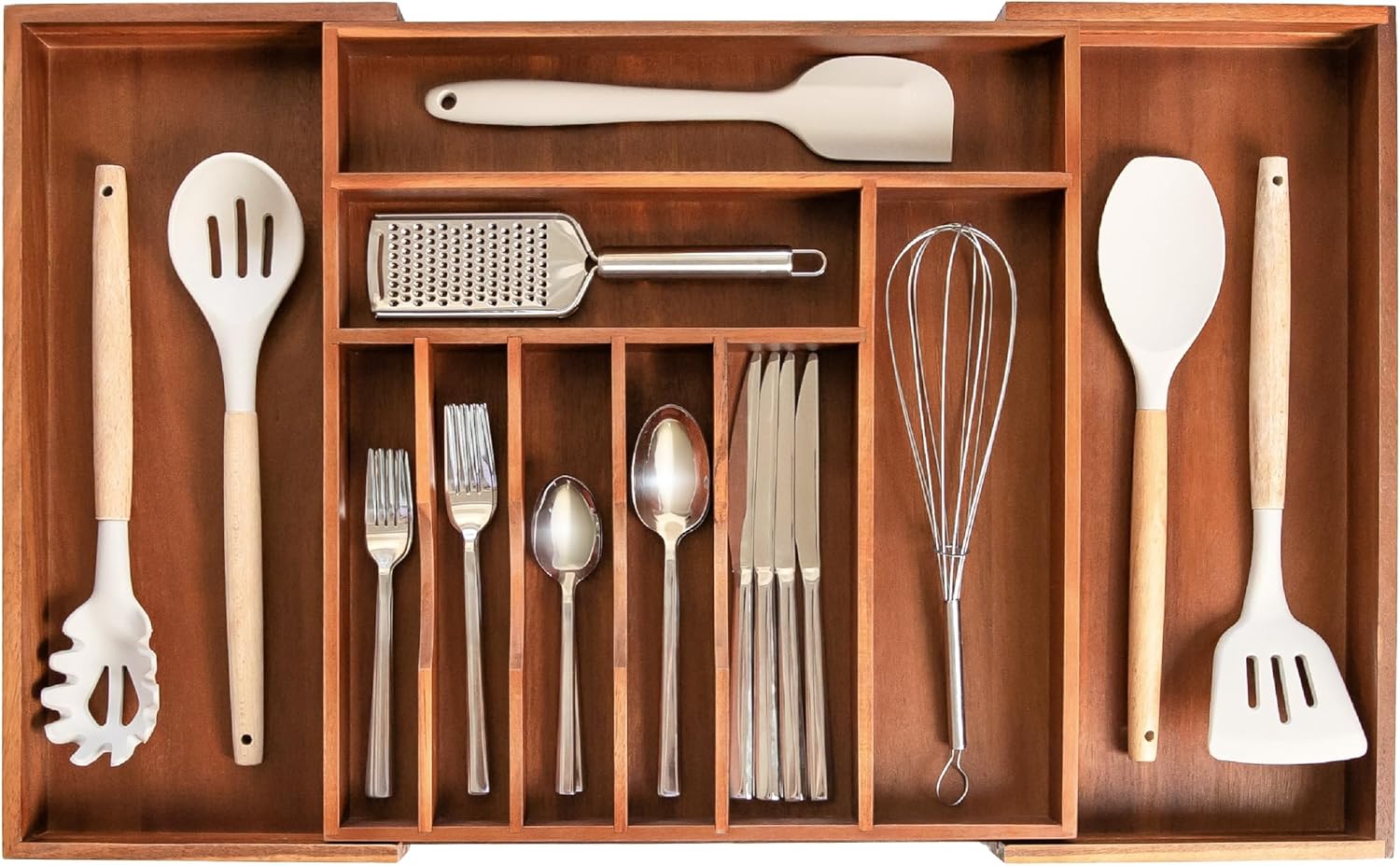 KitchenEdge Premium Silverware, Flatware and Utensil Organizer for Kitchen Drawers, Food-Safe