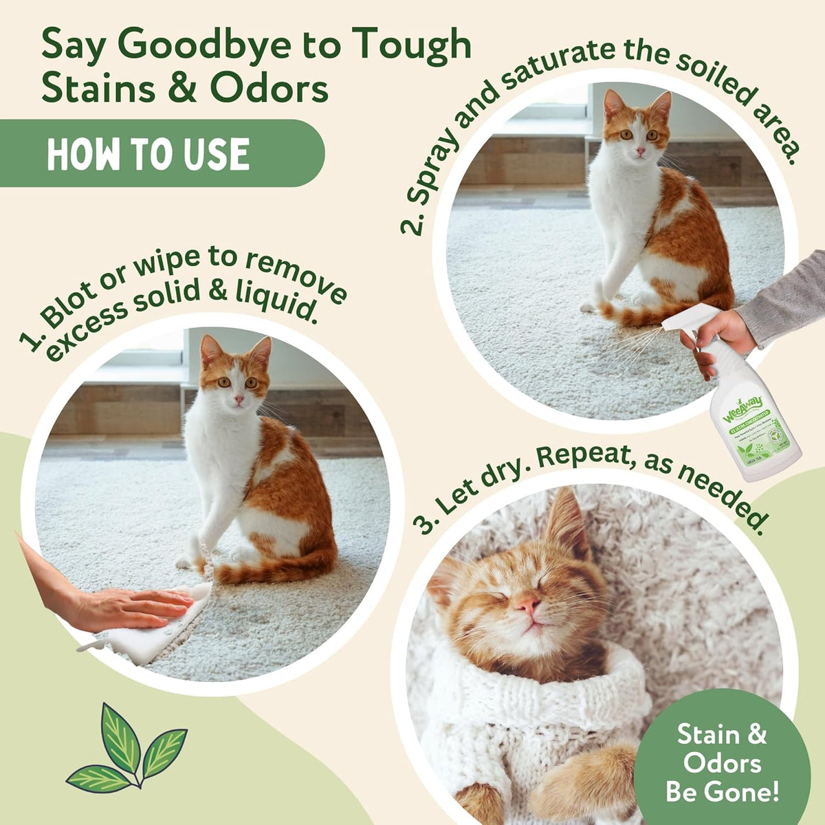Wee Away X2 Ultra Concentrated Pet Stain and Odor Remover, Enzyme Cleaner for Cat Urine and Poop