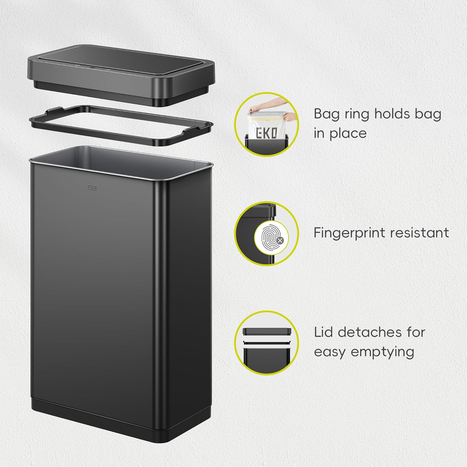 EKO Mirage X 80 Liter / 21.1 Gallons Motion Sensor Trash Can, Automatic Large Kitchen Trash Can