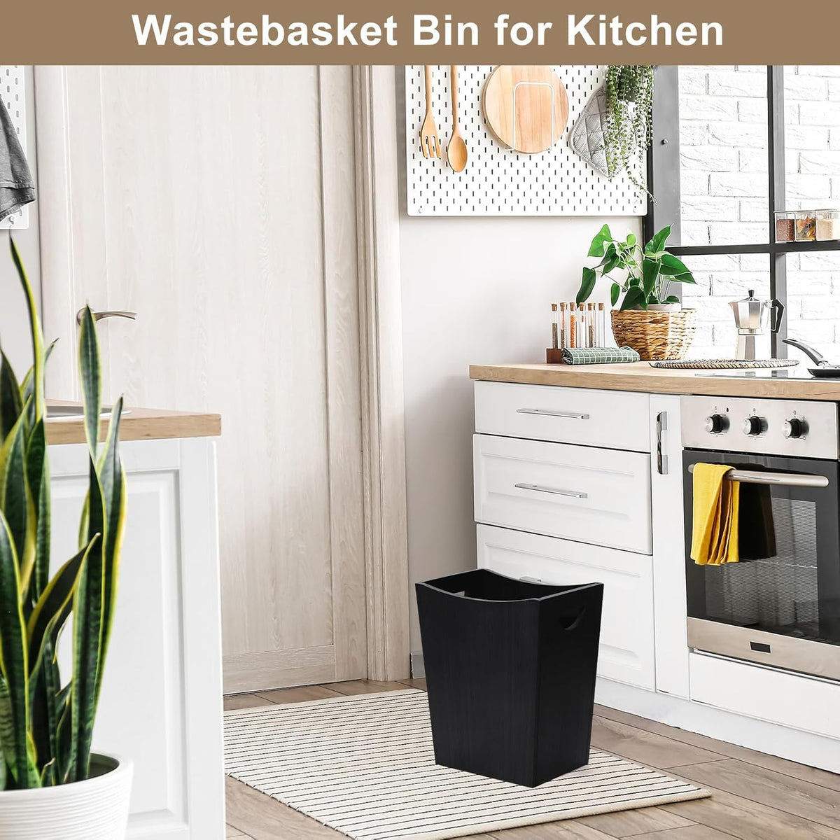 SEHERTIWY Wood Trash Can, Farmhouse Wastebasket Bin for Bathroom, Office, Bedroom, Living Room