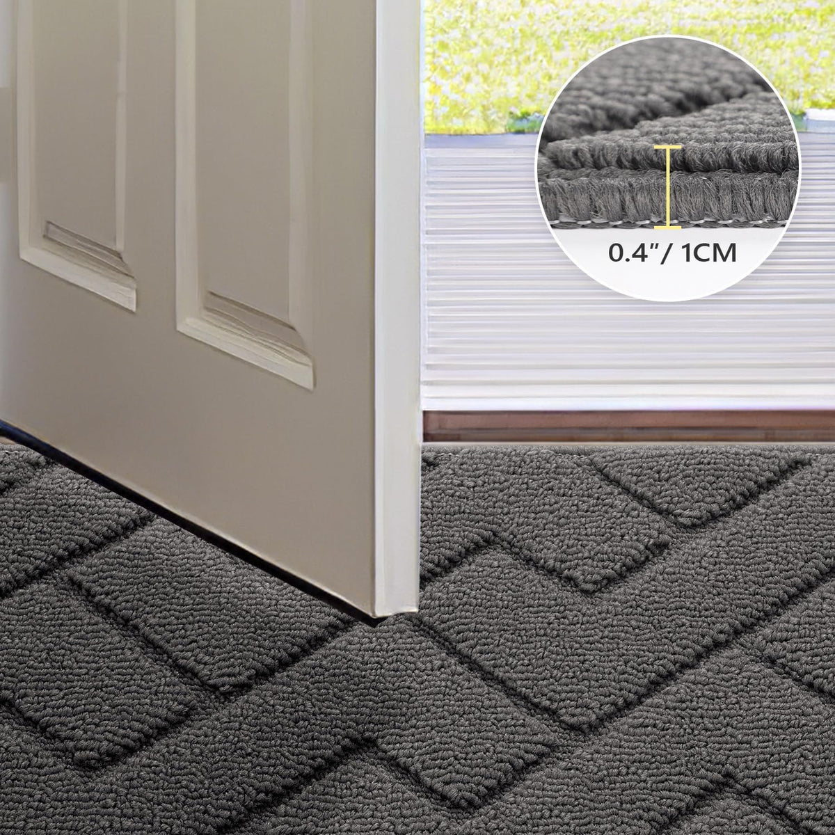 hicorfe Front Door Mat Outside Entrance,36"x59" Absorbent Muddy Dirt Resist Welcome Door Mats