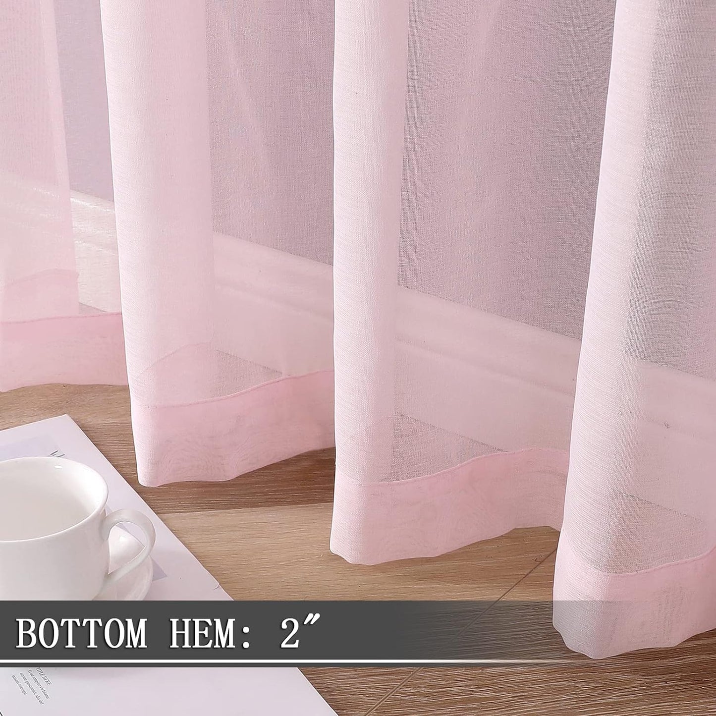 Tollpiz Sheer Curtain Linen Textured Living Room Curtains Sheer Light Filtering Rod Pocket Voile