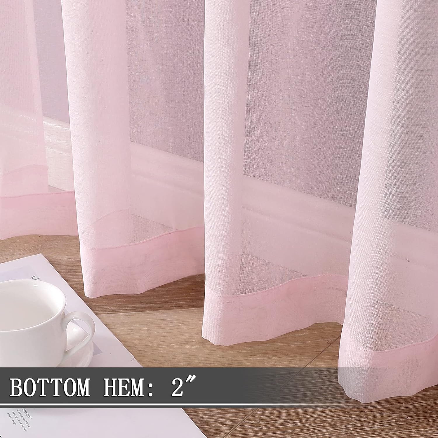 Tollpiz Sheer Curtain Linen Textured Living Room Curtains Sheer Light Filtering Rod Pocket Voile