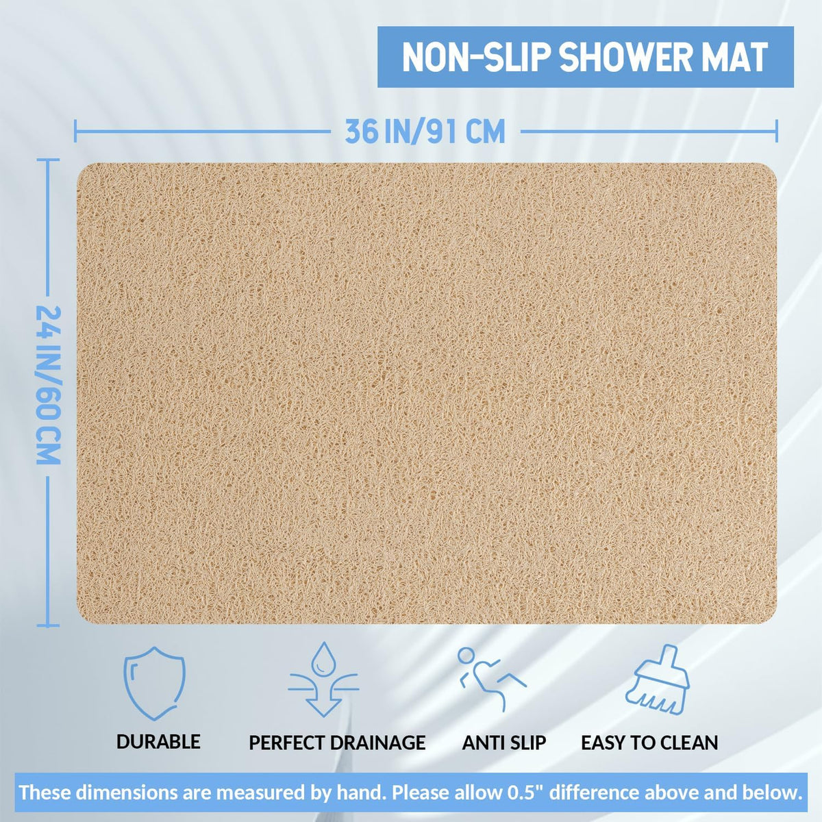 Non-Slip Bathtub Mat, Anti Slip Shower Mat, Fast Drying Bathtub Mats, Foot Scrubber Mat, Anti Slip