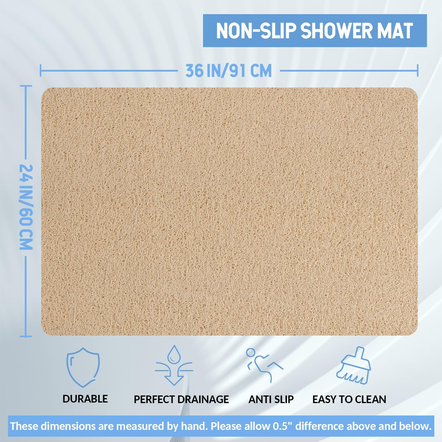 Non-Slip Bathtub Mat, Anti Slip Shower Mat, Fast Drying Bathtub Mats, Foot Scrubber Mat, Anti Slip