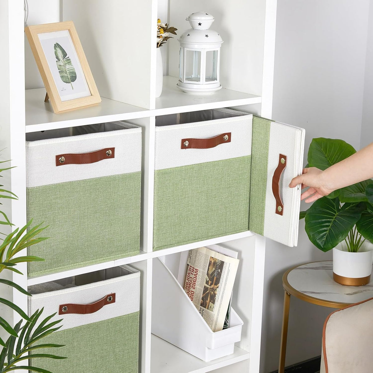 HNZIGE Fabric Storage Cubes for Shelves Set of 4 ,Storage Cubes Baskets 12 x12, Decorative Storage