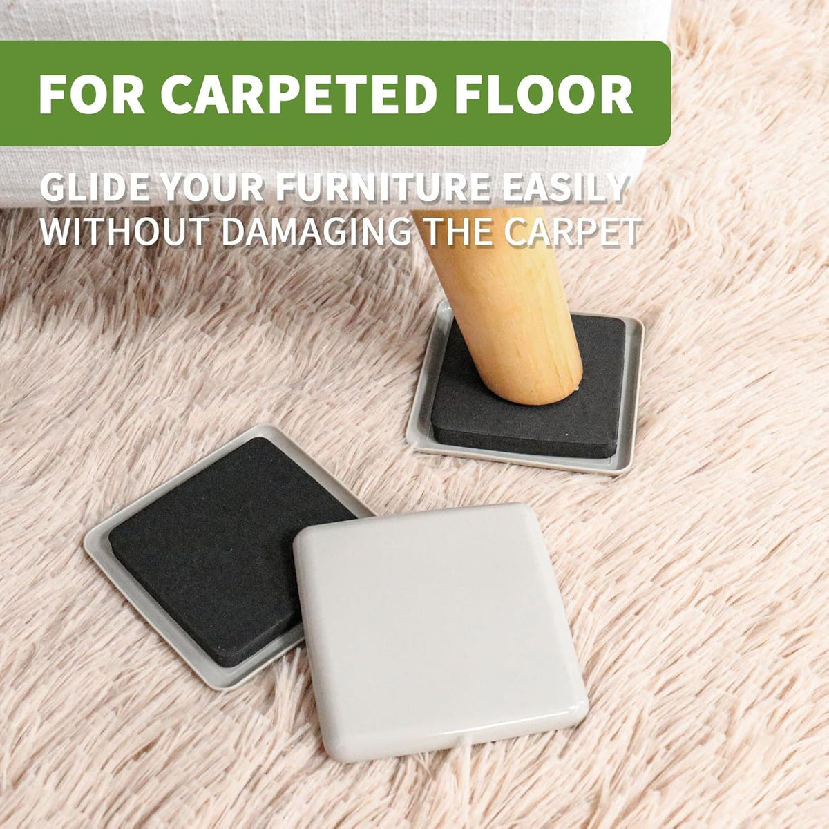 Furniture Sliders for Carpet 8 PCS - 3 1/2 inch Furniture Moving Slider Chair Legs Floors