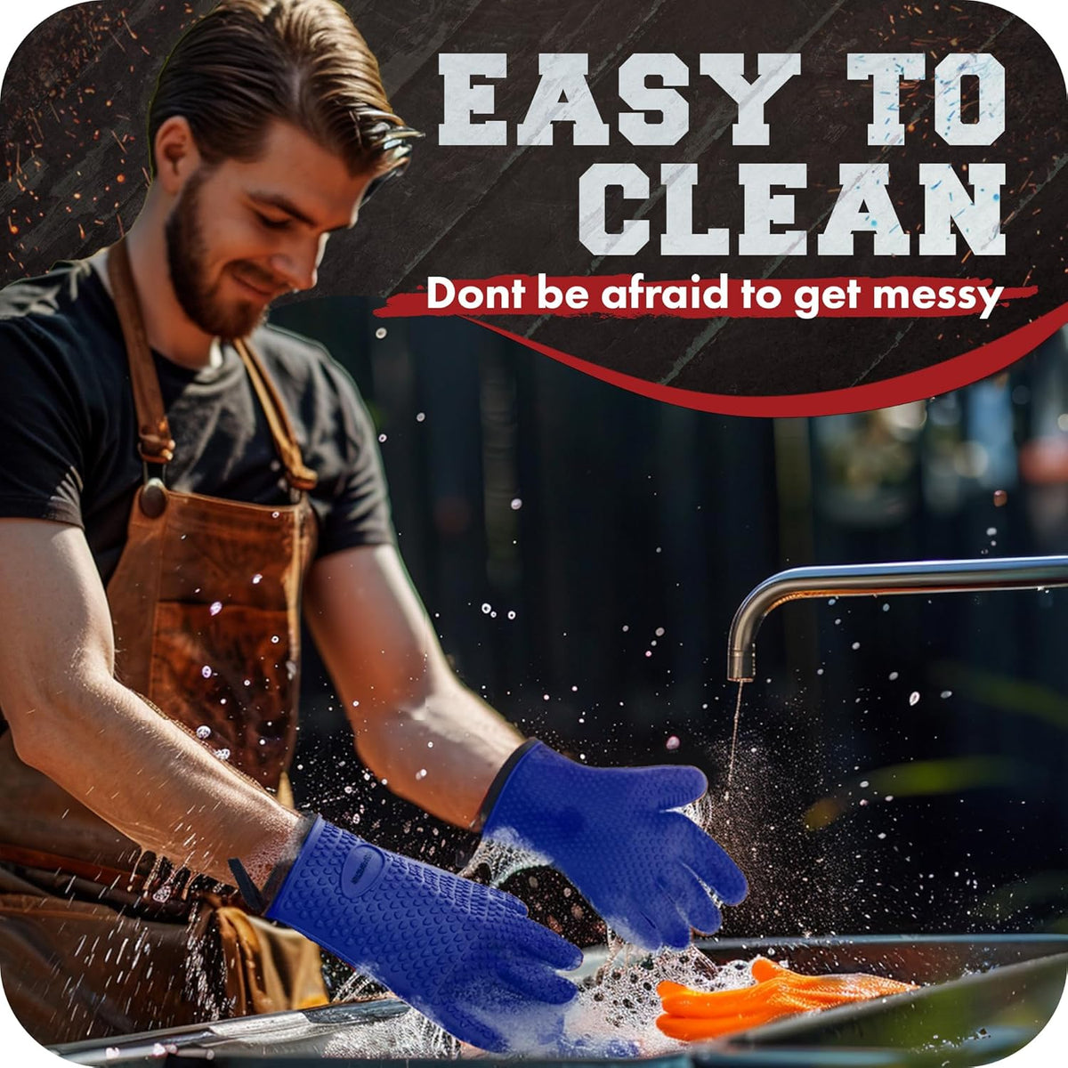 KITCHEN PERFECTION XL Silicone Smoker Oven Gloves-Extreme Heat Resistant BBQ Gloves-Handle Hot Food