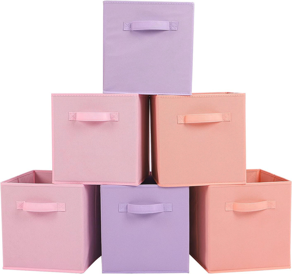 Stero Fabric Storage Bins 6 Pack Fun Colored Durable Storage Cubes with Handles Foldable Cube