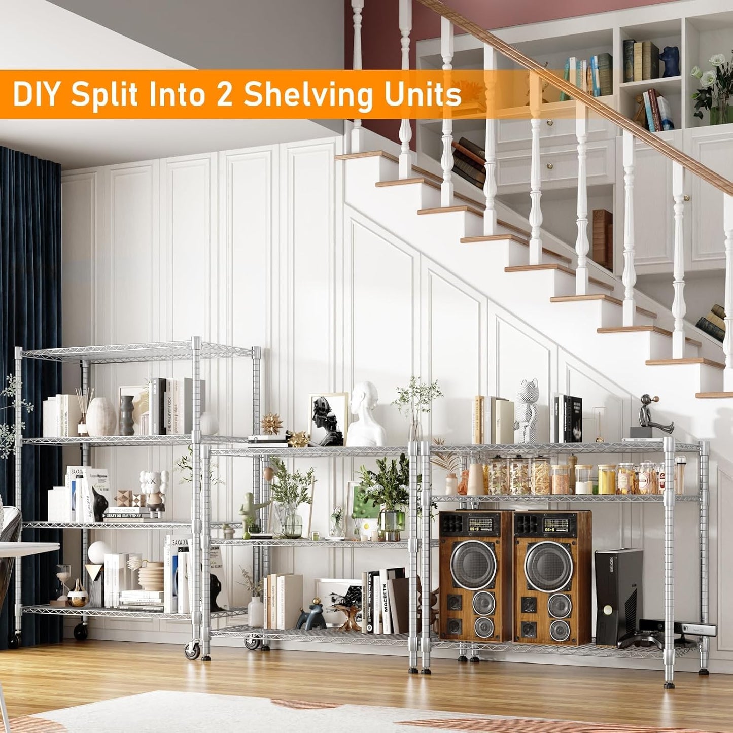 Himimi 4-Tier Heavy Duty Steel Wire Rack Storage Shelving, Adjustable Metal Storage Shelves with