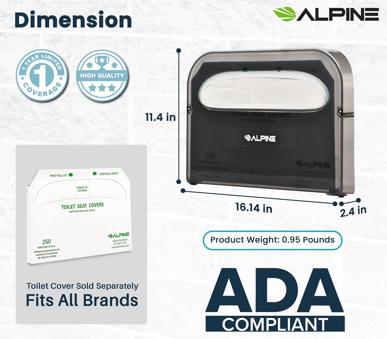 Alpine Toilet Seat Cover Dispenser - Wall Mount Disposable Toilet Seat Cover Holder For Commercial