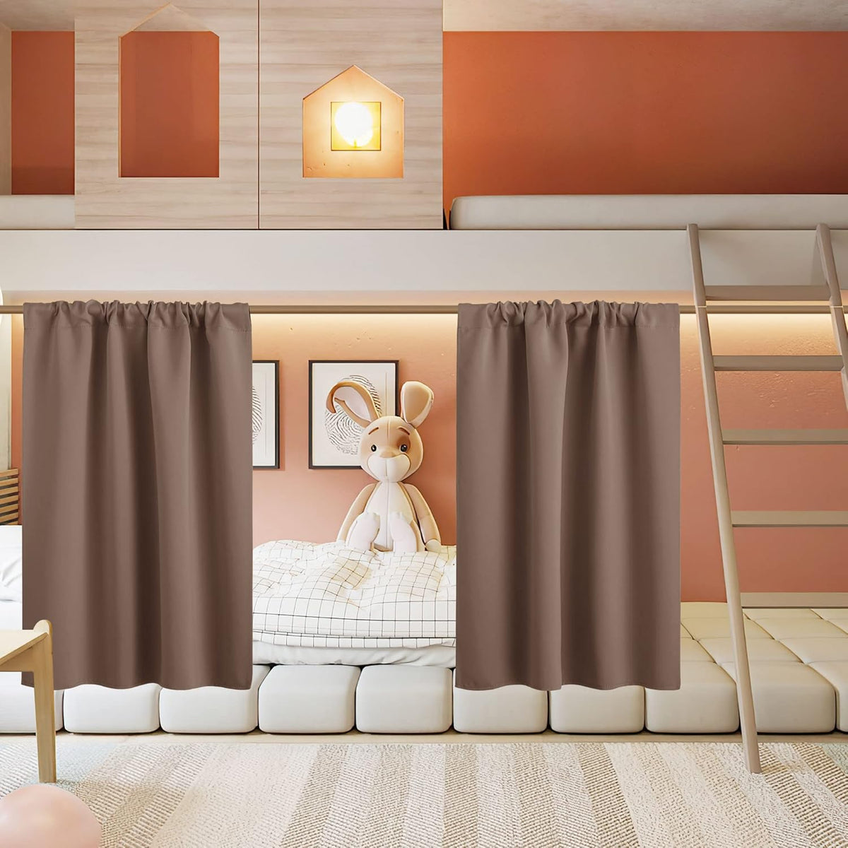 RYB HOME Short Curtains for Living Room Blackout Portable Blinds Shades for Bedroom Bathroom