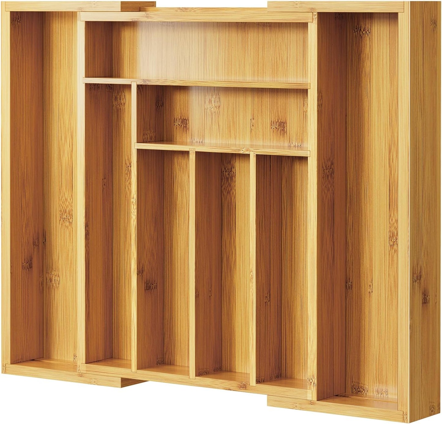Pipishell Bamboo Silverware Organizer, Expandable Cutlery Tray, Utensil Drawer Organizer in Kitchen