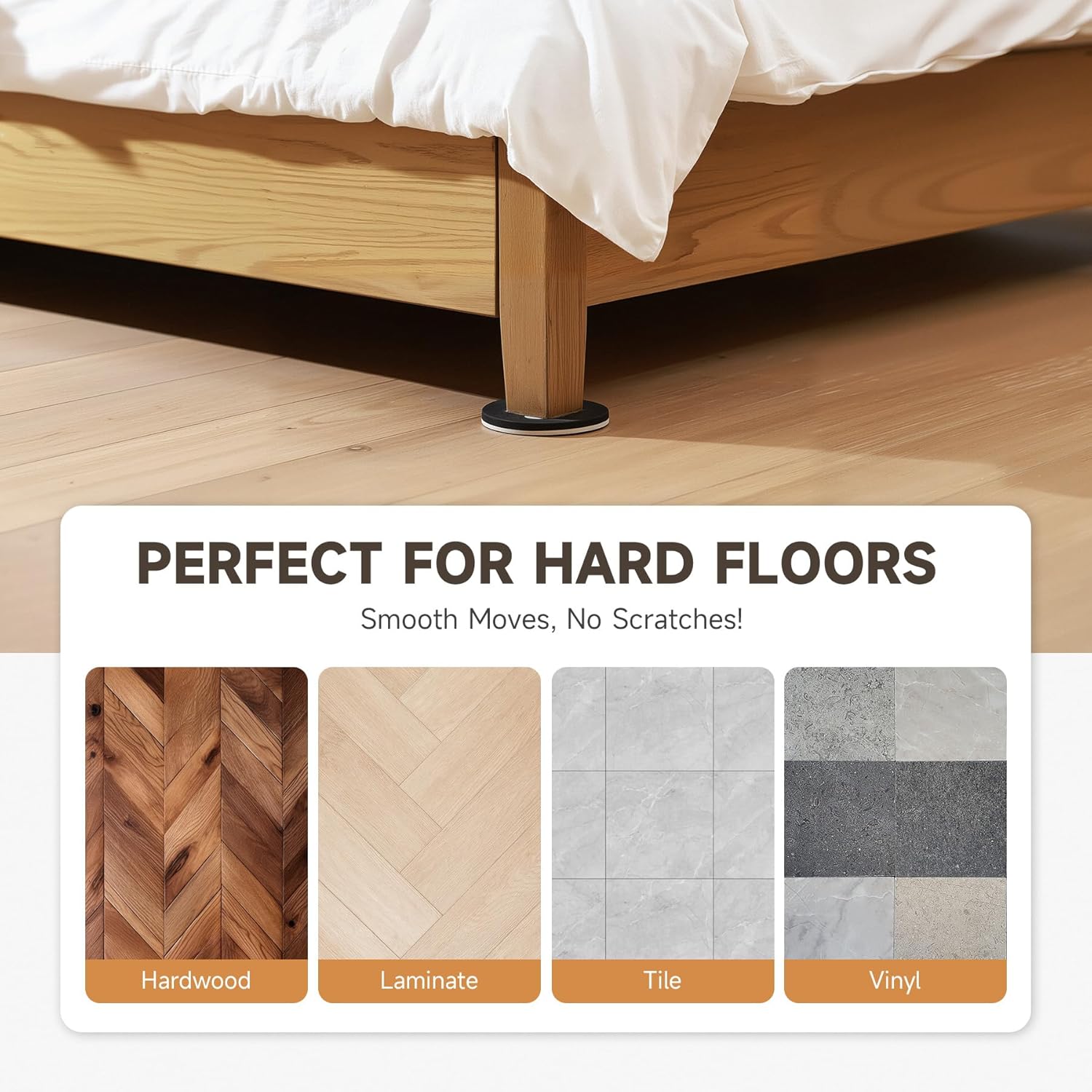 CO-Z 8pcs Felt Furniture Sliders for Hardwood Floors, 4 3/4 in Reusable Furniture Pads, Heavy
