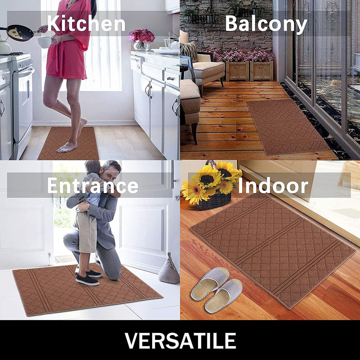 REFETONE Indoor Doormat, Front Back Door Mat 16"x24" Absorbent Rubber Backing Non Slip Door Mats
