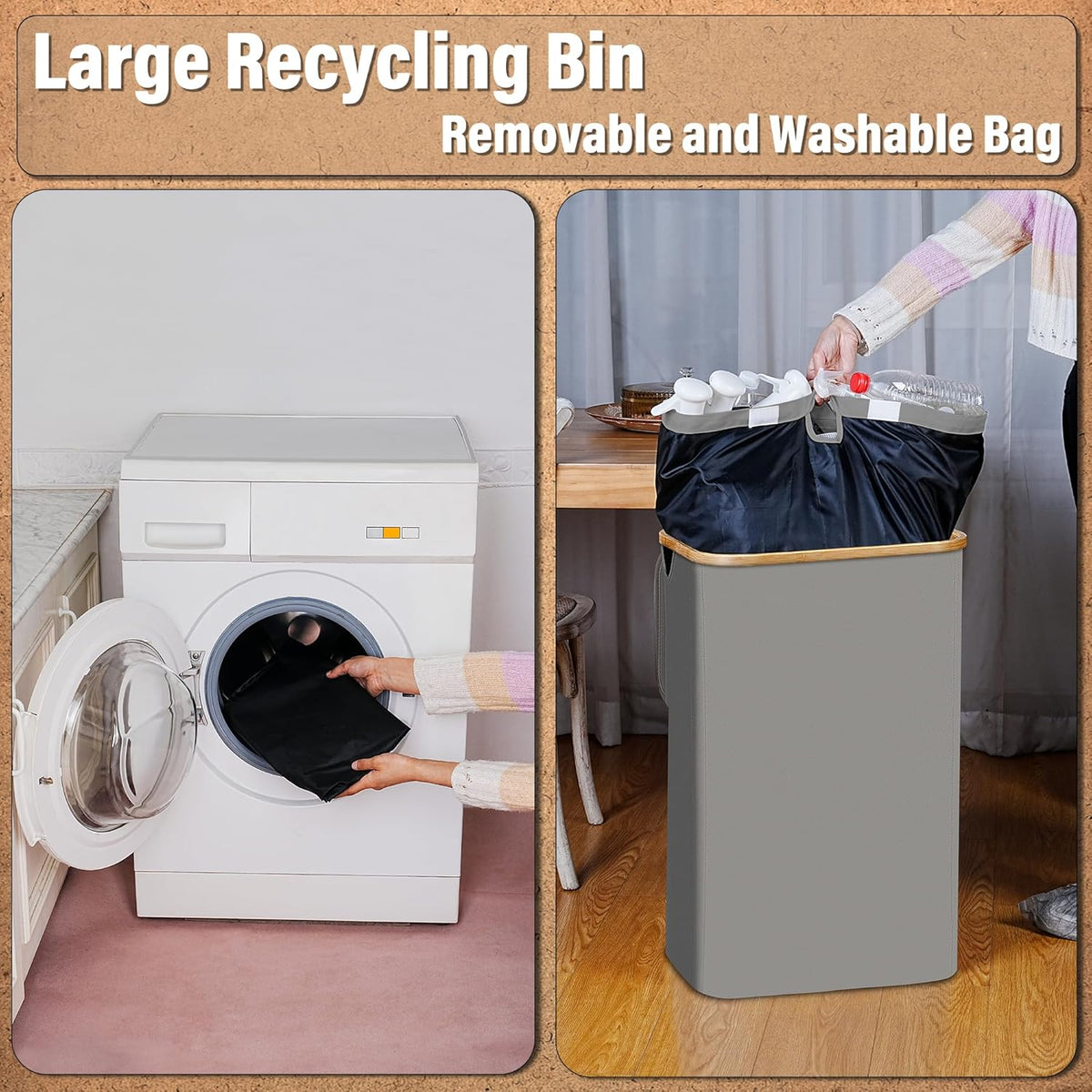 efluky Recycle Bin 26 Gallon, 100L Recycle Bin for Kitchen with 2 Removeable and Reusable Inner