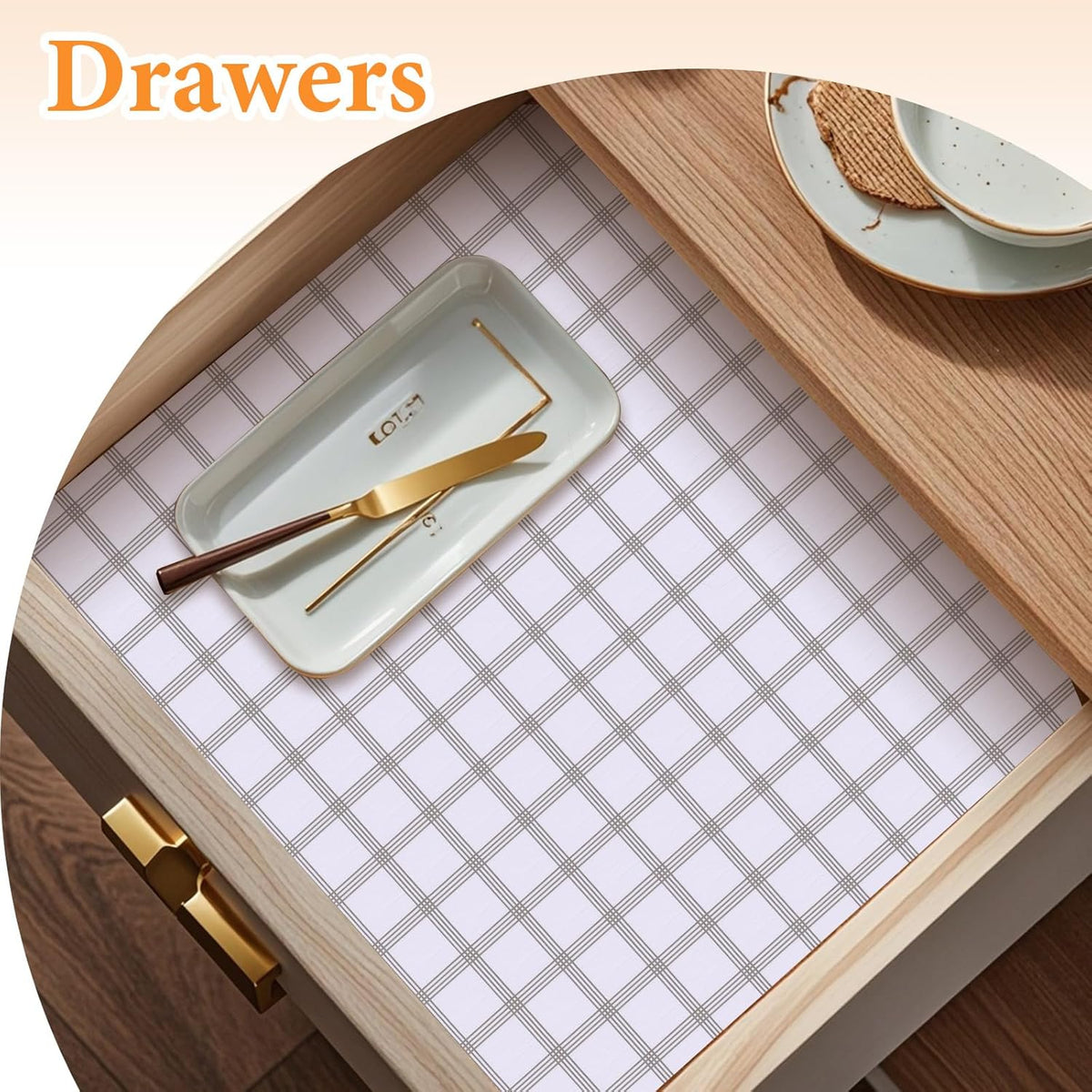Shelf Liner for Kitchen Cabinets Non Adhesive Drawer Liner Non-Slip Thickened Shelf Liner Paper