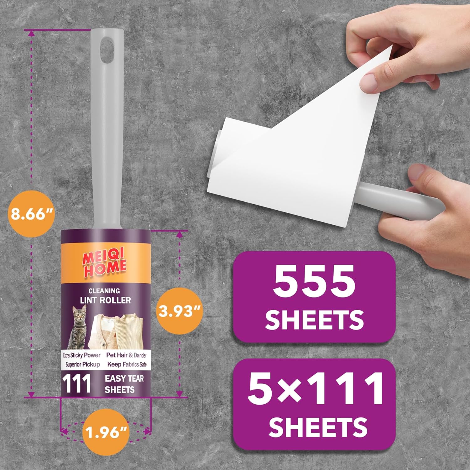 Lint Rollers for Pet Hair Extra Sticky, 555 Sheets Mega Value Set Lint Roller with 5 Upgraded