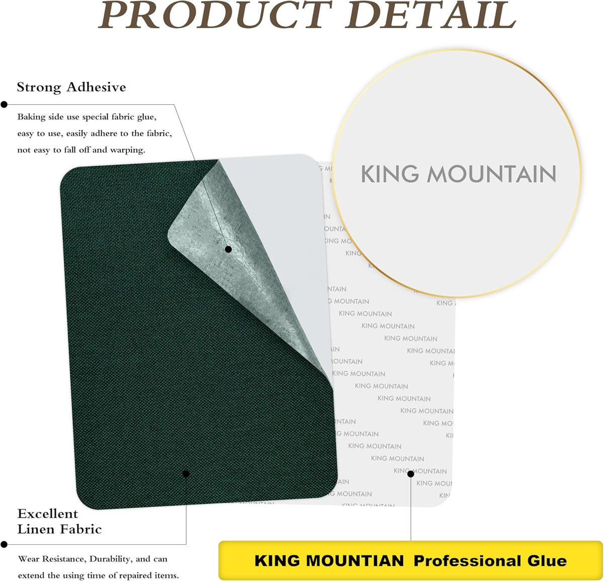 KING MOUNTAIN Coarse Linen Repair Patches, Self-Adhesive Linen Fabric Patches, 8X11 inch 2 PCS