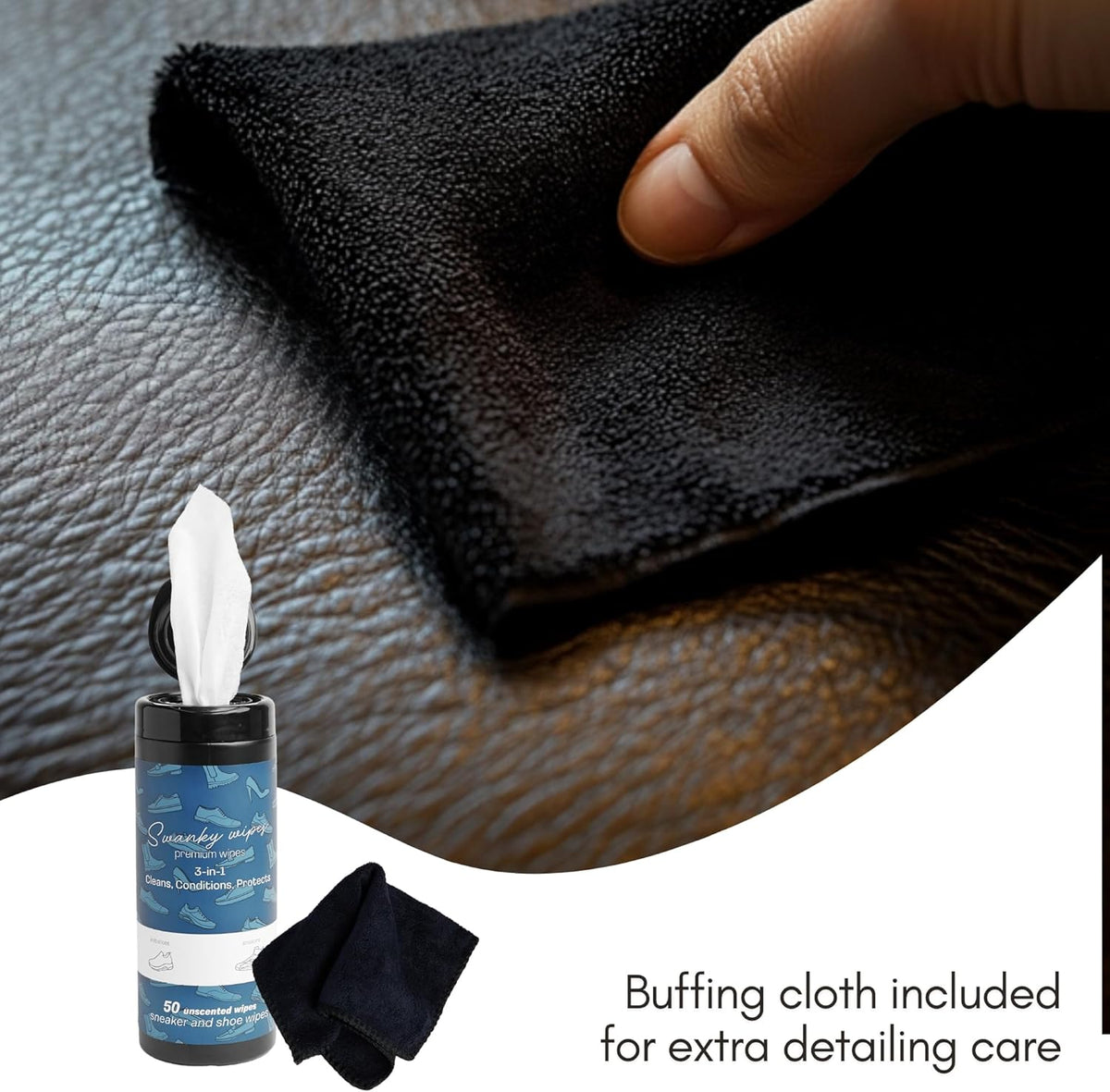 Swanky Shoe Cleaner Wipes - Leather and Sneaker Cleaner, Removes Dirt, Grime and Stains, Quick &