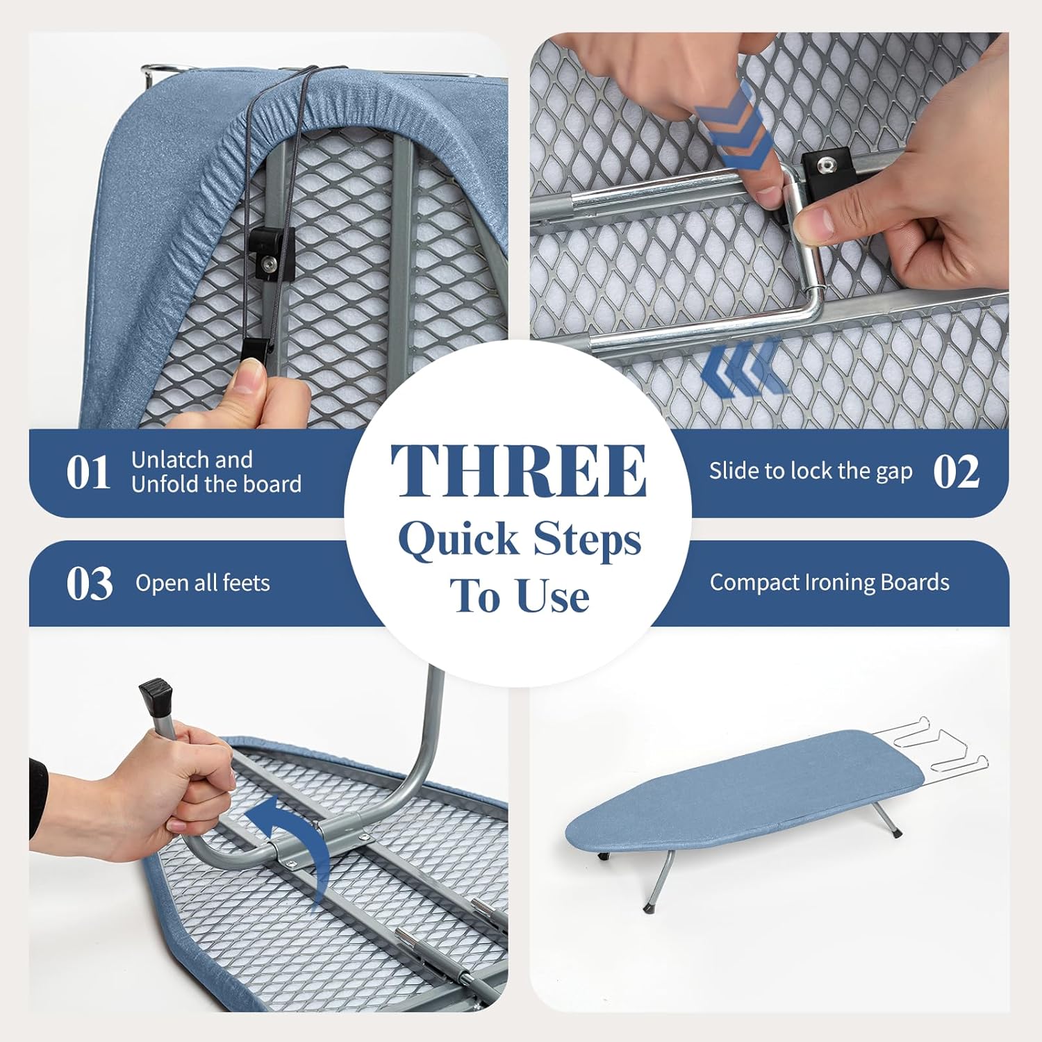 Small Ironing Board Tabletop with Cover and Pad, BlissBoard Mini Folding Iron Board Portable with
