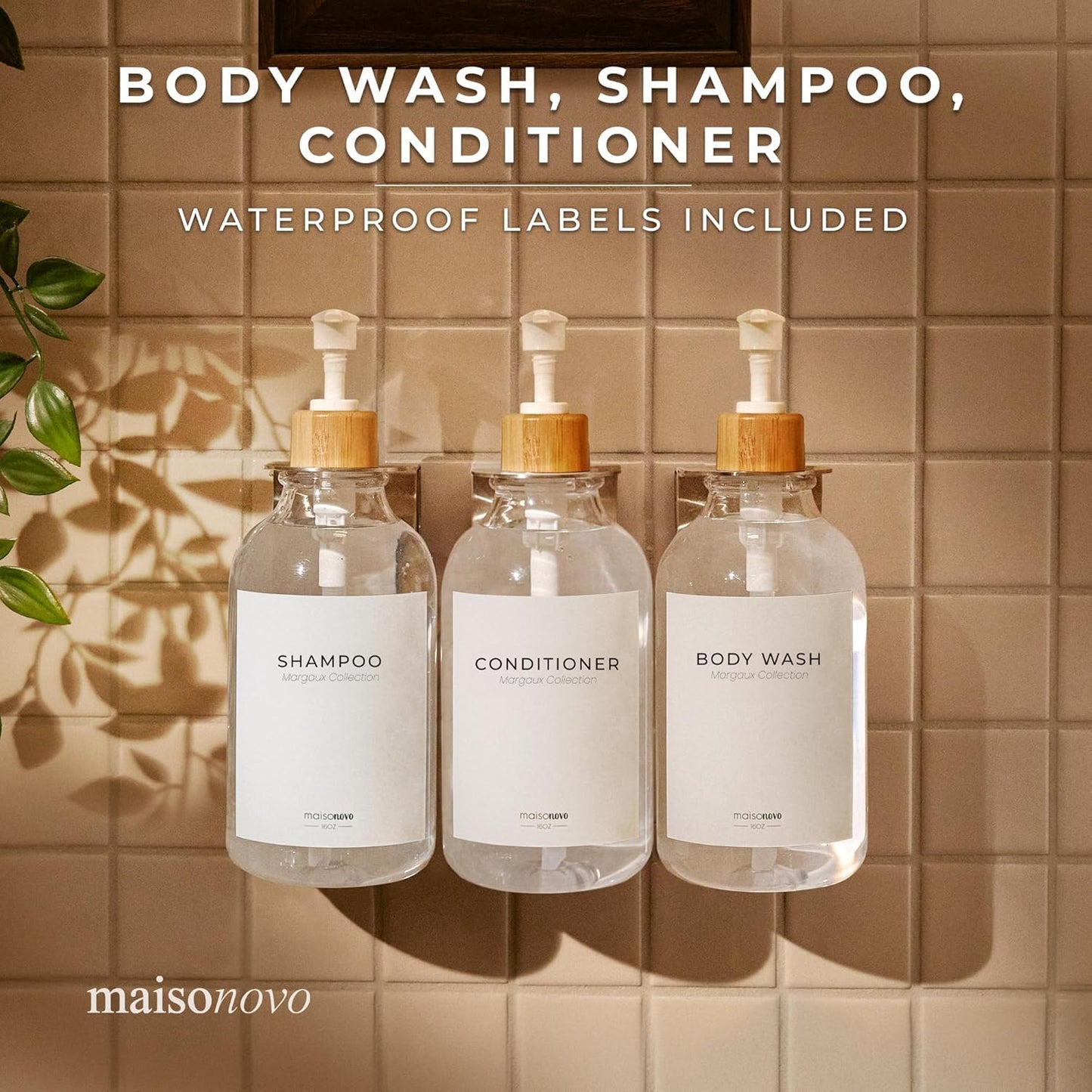 MaisoNovo Shampoo and Conditioner Dispenser - Shower Soap Dispenser Wall Mounted - 16.9 fl oz Set