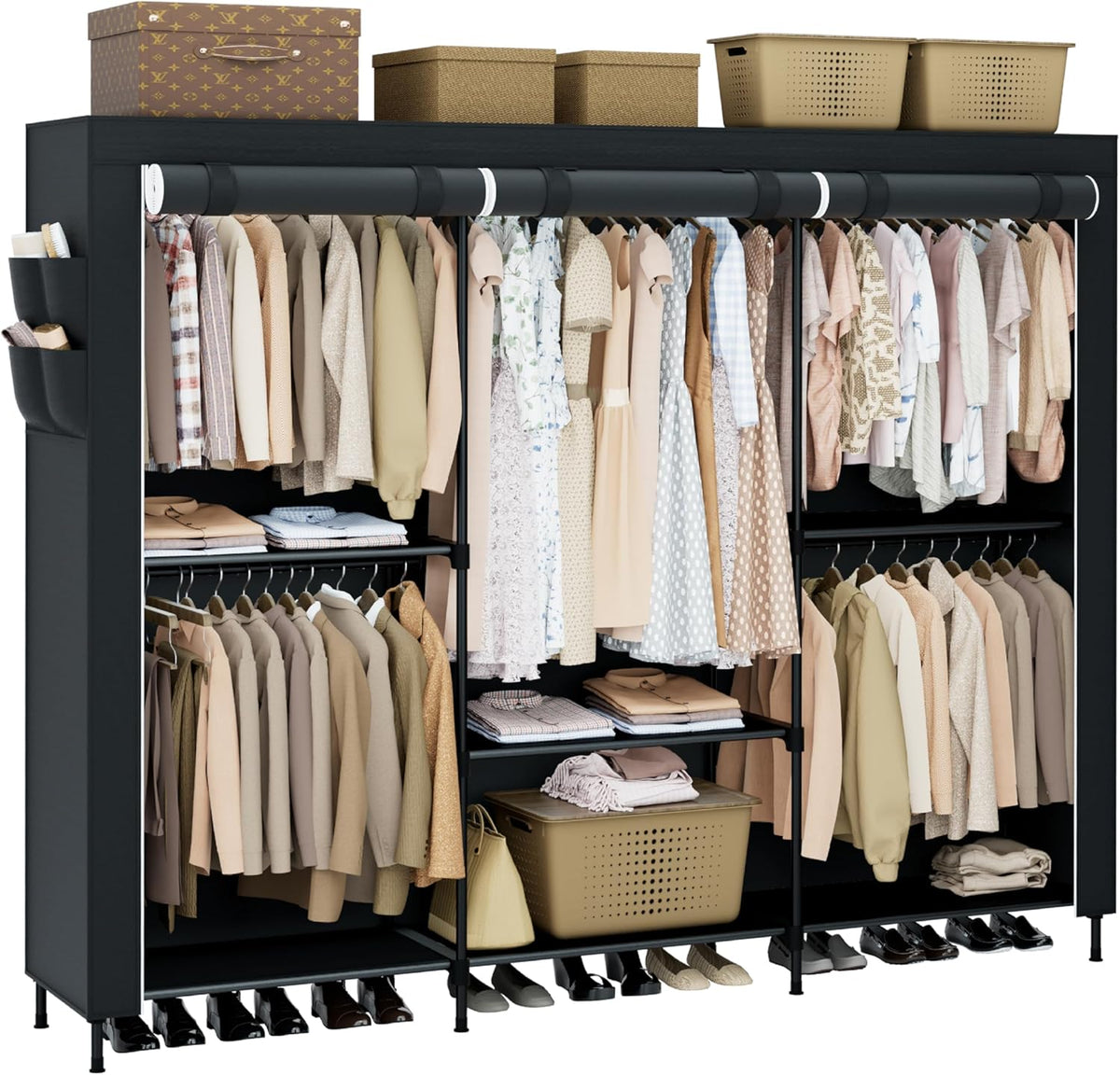 Portable Closet, 81.5 Inch Extra Large Capacity Wardrobe Closet with Cover, Clothes Storage