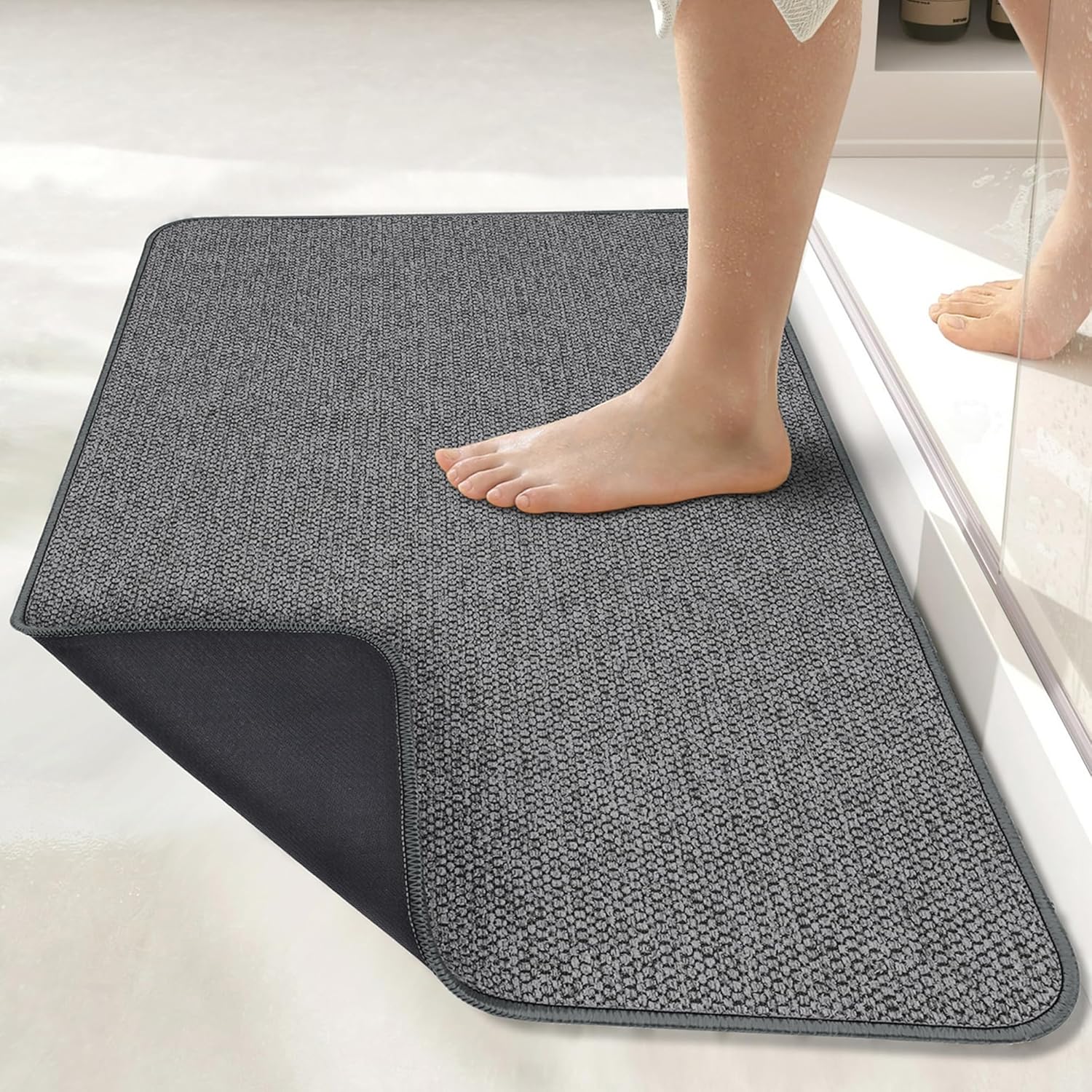 Bath Mat,Ultra Thin Bathroom Runner Rugs,Large Bath Mats for Bathroom,Quick Dry,Non-Slip,Machine